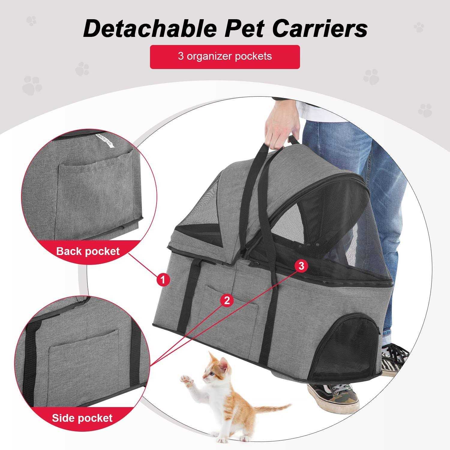 Alternative view of Bestpet 3-in-1Pet Stroller Premium Multifunction Dog Cat with Detachable Carrier &Cup Holder