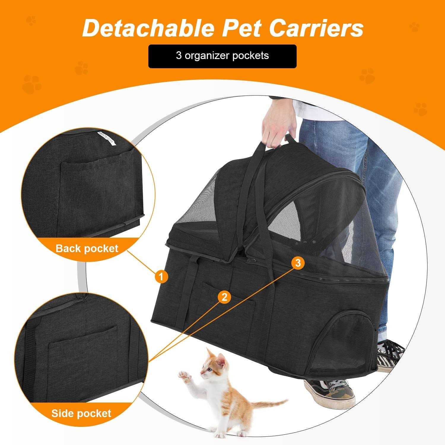 Alternative view of Bestpet 3-in-1Pet Stroller Premium Multifunction Dog Cat with Detachable Carrier &Cup Holder