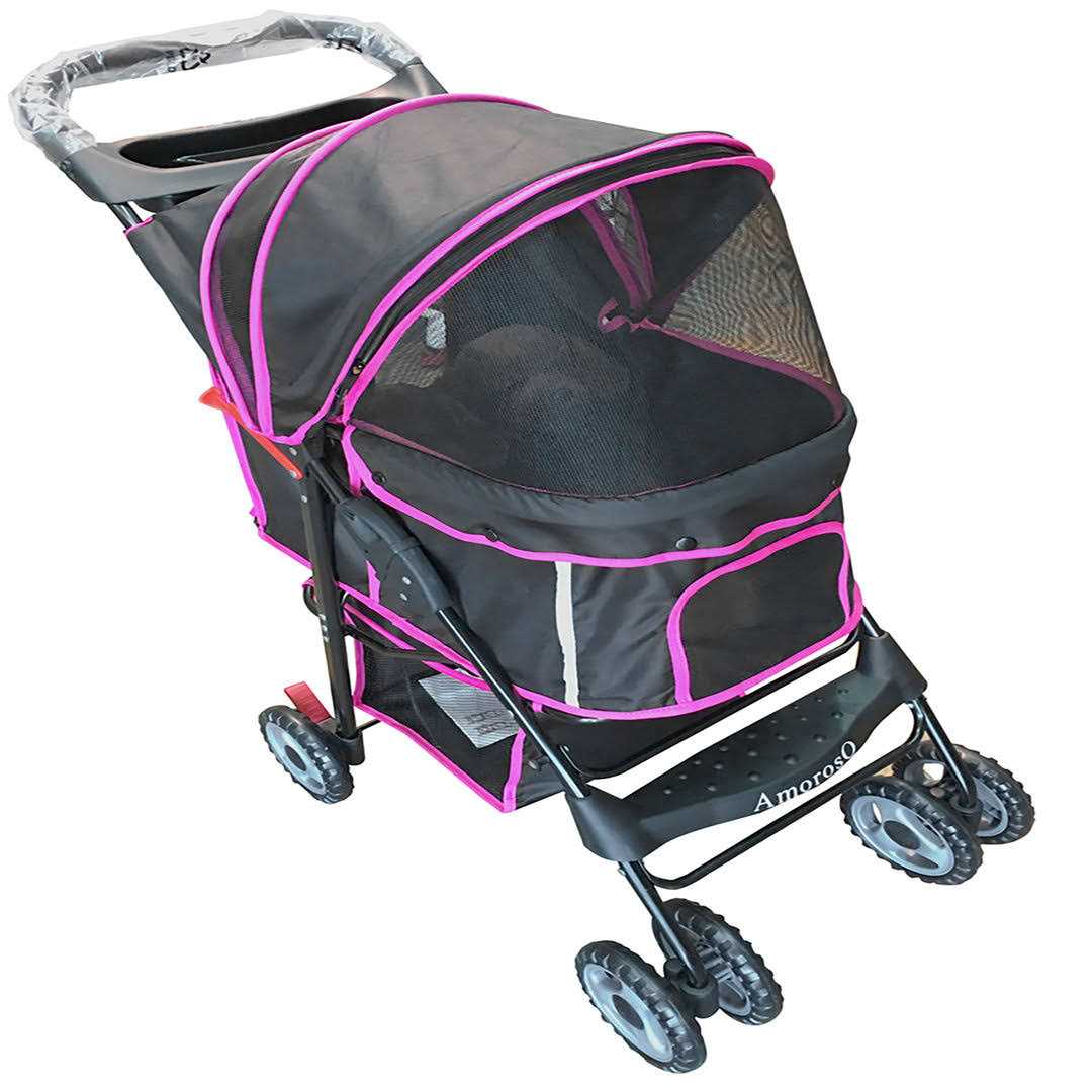 AmorosO Black Pink Pet Stroller Carrier