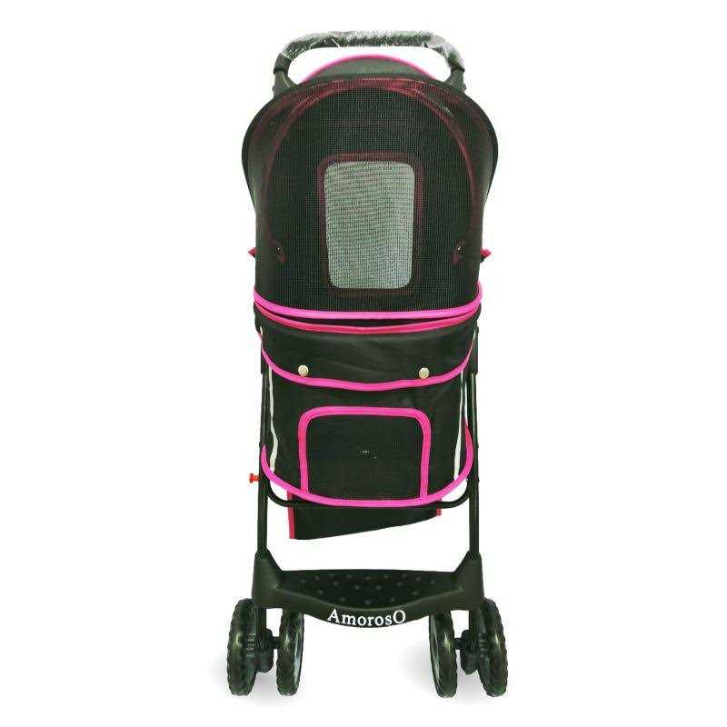 Alternative view of AmorosO Black Pink Pet Stroller Carrier