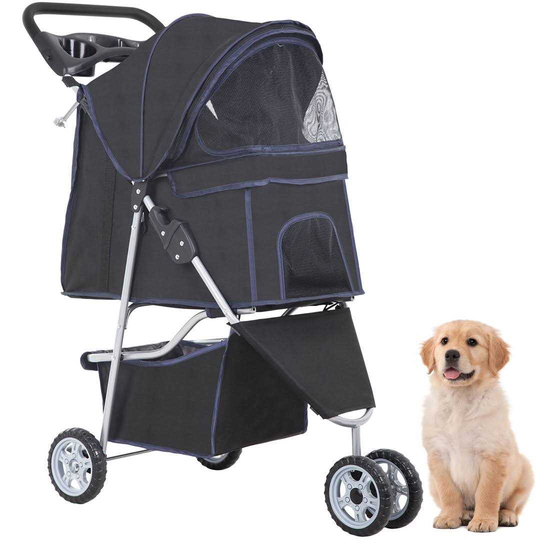 Alternative view of Bestpet Pet Stroller Cat Dog Cage Stroller Travel Folding Carrier