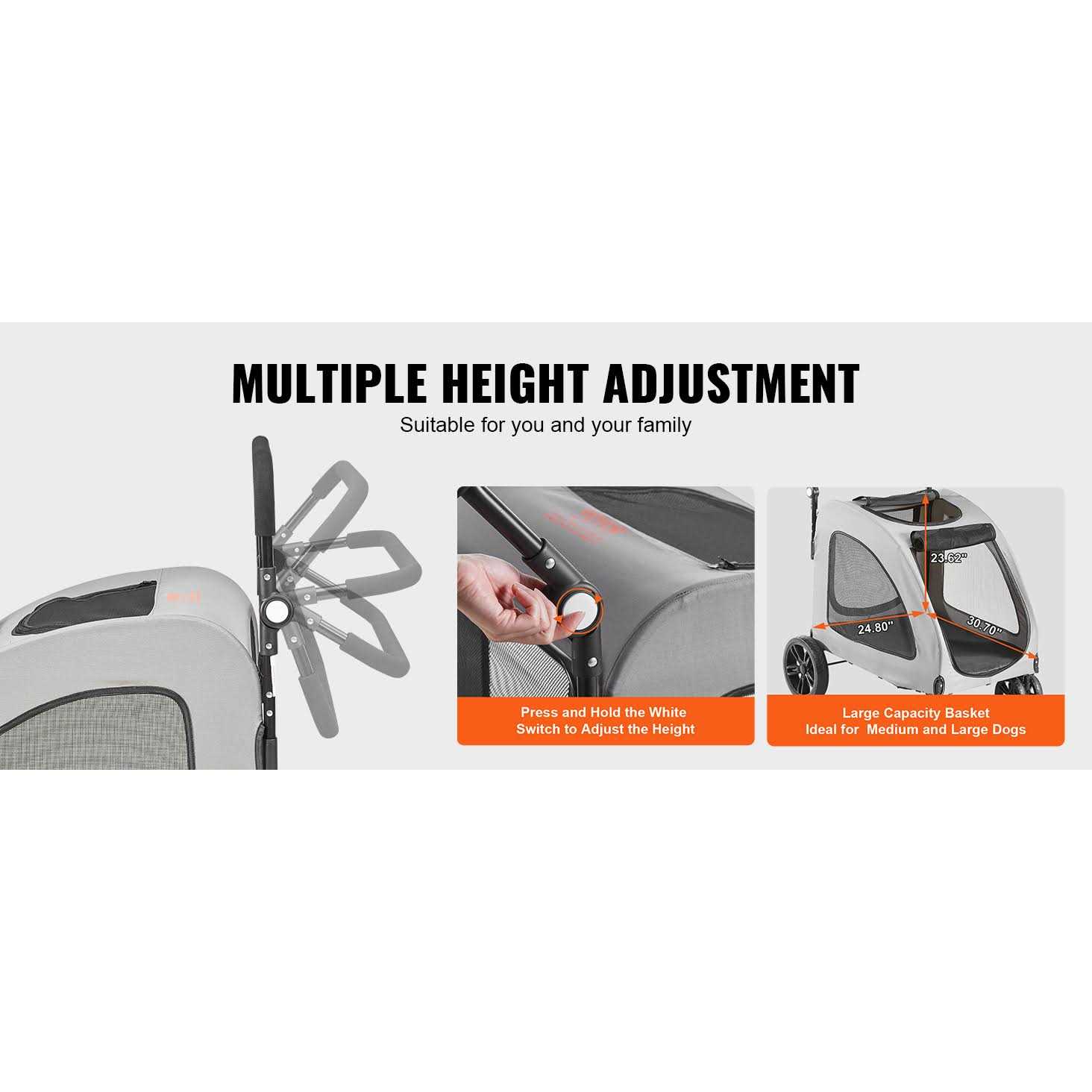 Alternative view of VEVOR Pet Stroller 4 Wheels Dog Stroller Rotate with Brakes