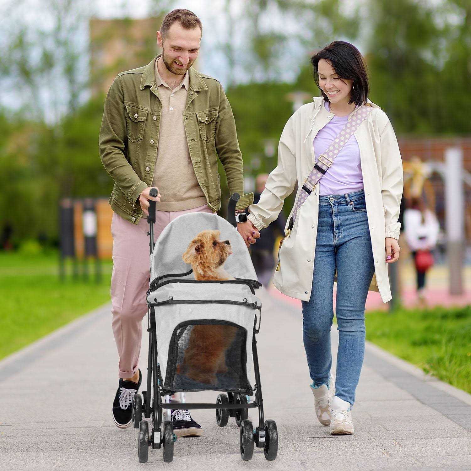 Alternative view of Pet Dog Stroller, Wedyvko 4 Wheels Foldable Dogs and Cat Strollers with Cup Holder for Small and Medium Cats