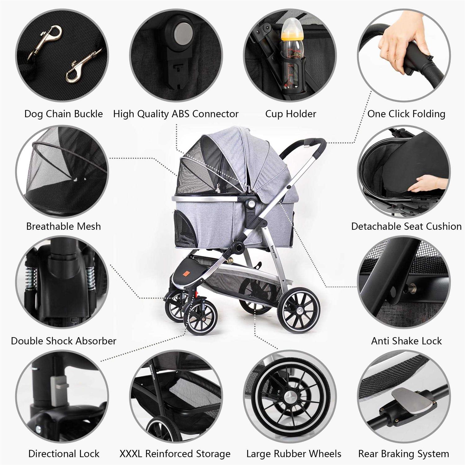 Alternative view of Kenyone Pet Stroller 3 in 1 Dog Stroller for Medium Small Size Dogs