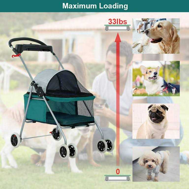 Alternative view of Bestpet Pet Stroller Cat Dog Stroller Travel Folding Carrier,Teal