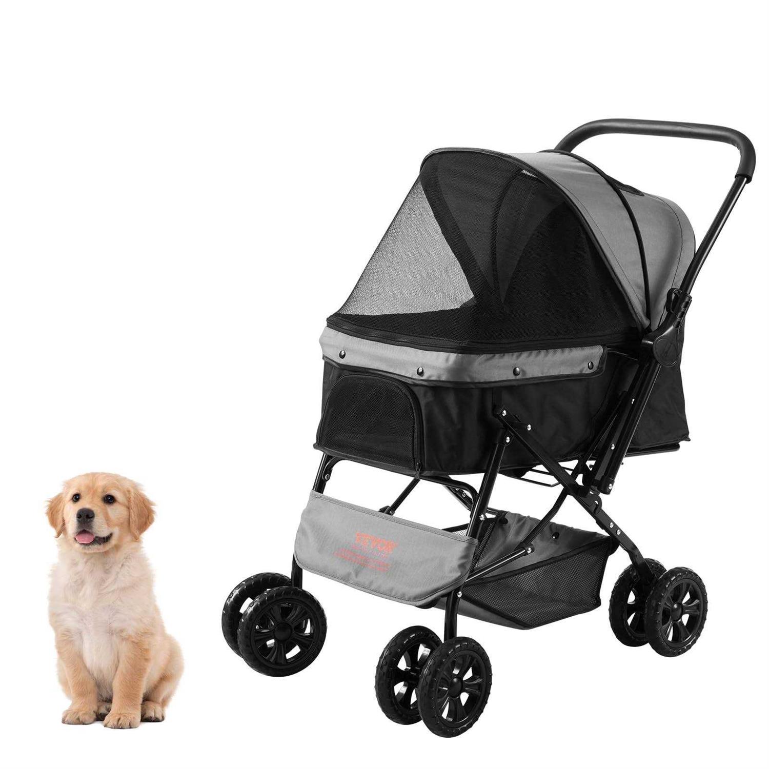 VEVOR Pet Stroller 4 Wheels Dog Stroller Rotate with Brakes