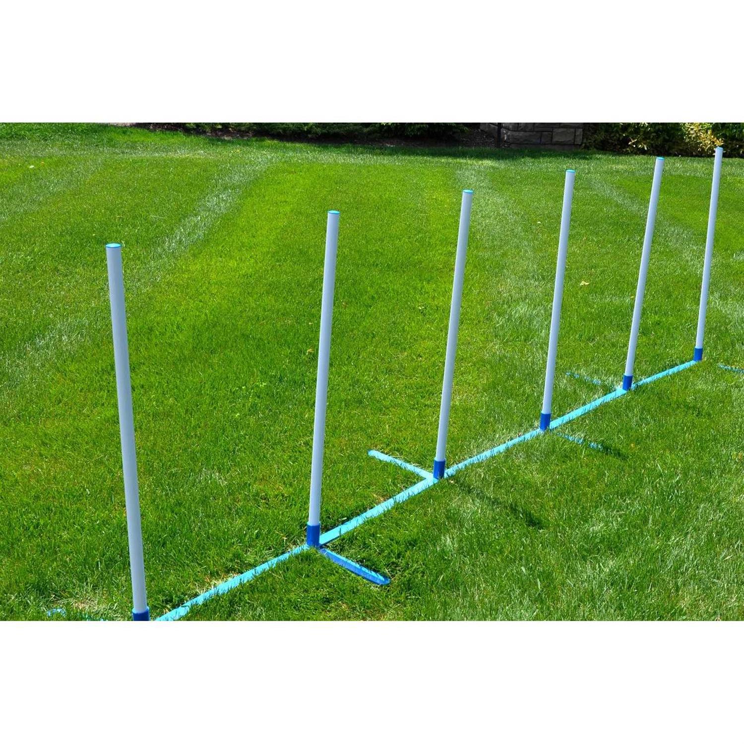 Alternative view of Cool Runners Agility Weave Poles Adjustable 6 Pole Set with Carrying Case and Grass Stakes