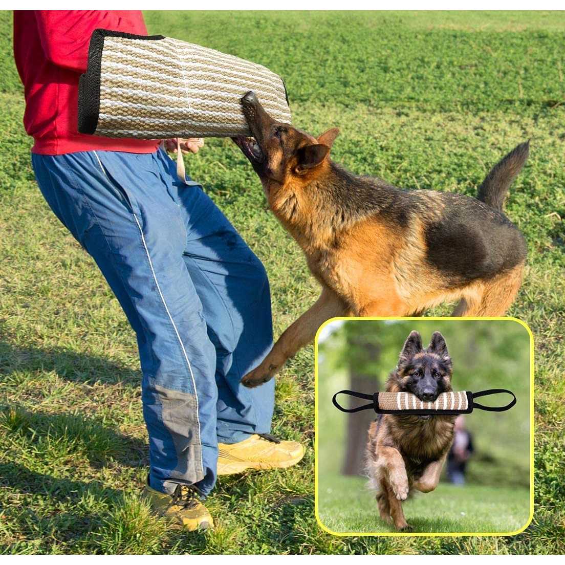 Alternative view of MelkTemn Professional Dog Bite Training Set 3 in 1 Dog Bite Sleeve Arm + Whip Agitation Stick for Dogs Training Protection for Biting + Dog Bite Pillow Tug