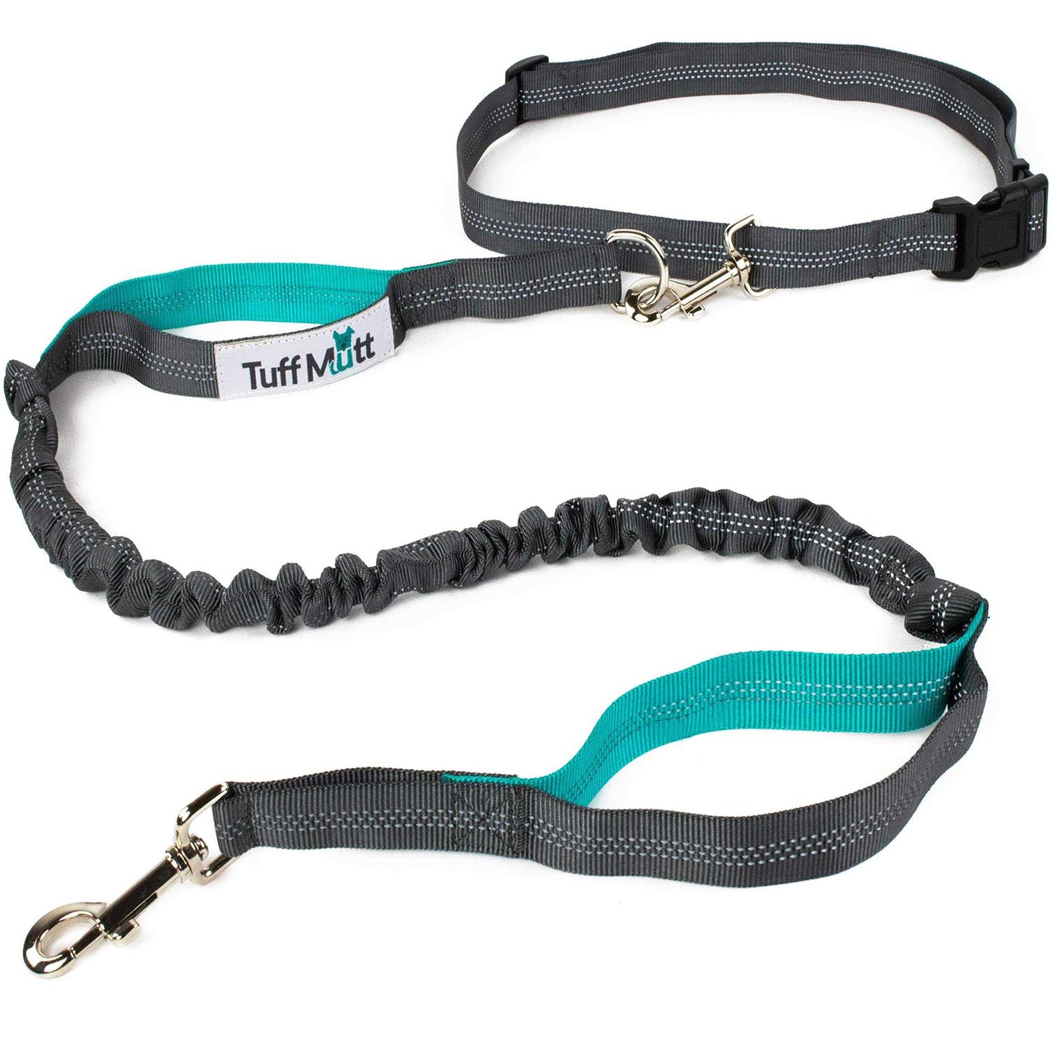 Tuff Mutt Hands Free Dog Leash for Running Walking Hiking Durable Dual-Handle Bungee Leash
