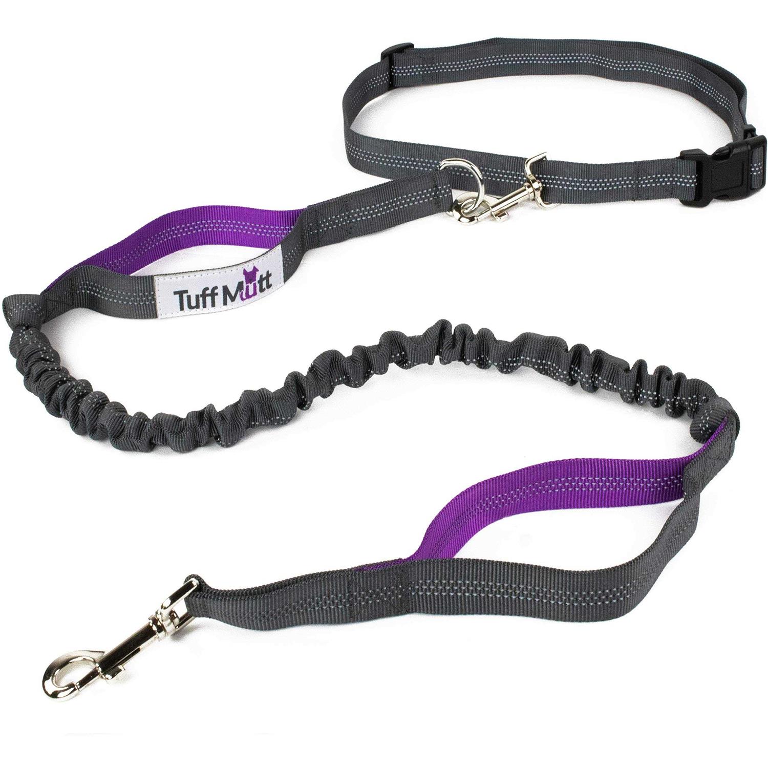 Tuff Mutt Hands Free Dog Leash for Running Walking Hiking Durable Dual-Handle Bungee Leash