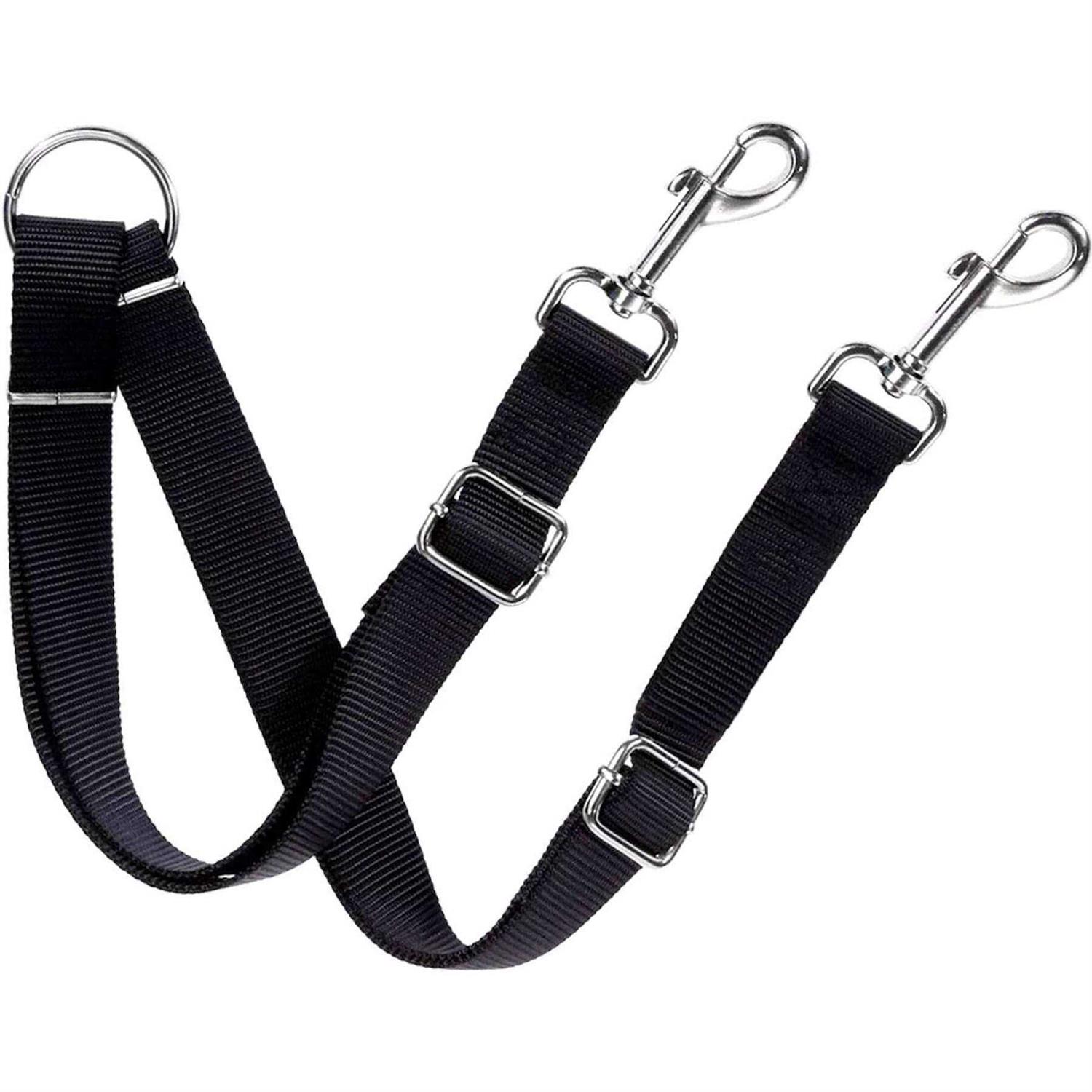 SunGrow Double Dog Walker Leash, 16-24 Inches in Length, Head Tilt Adjustable, Tin Alloy Snaps, Suitable for Dogs and Puppies