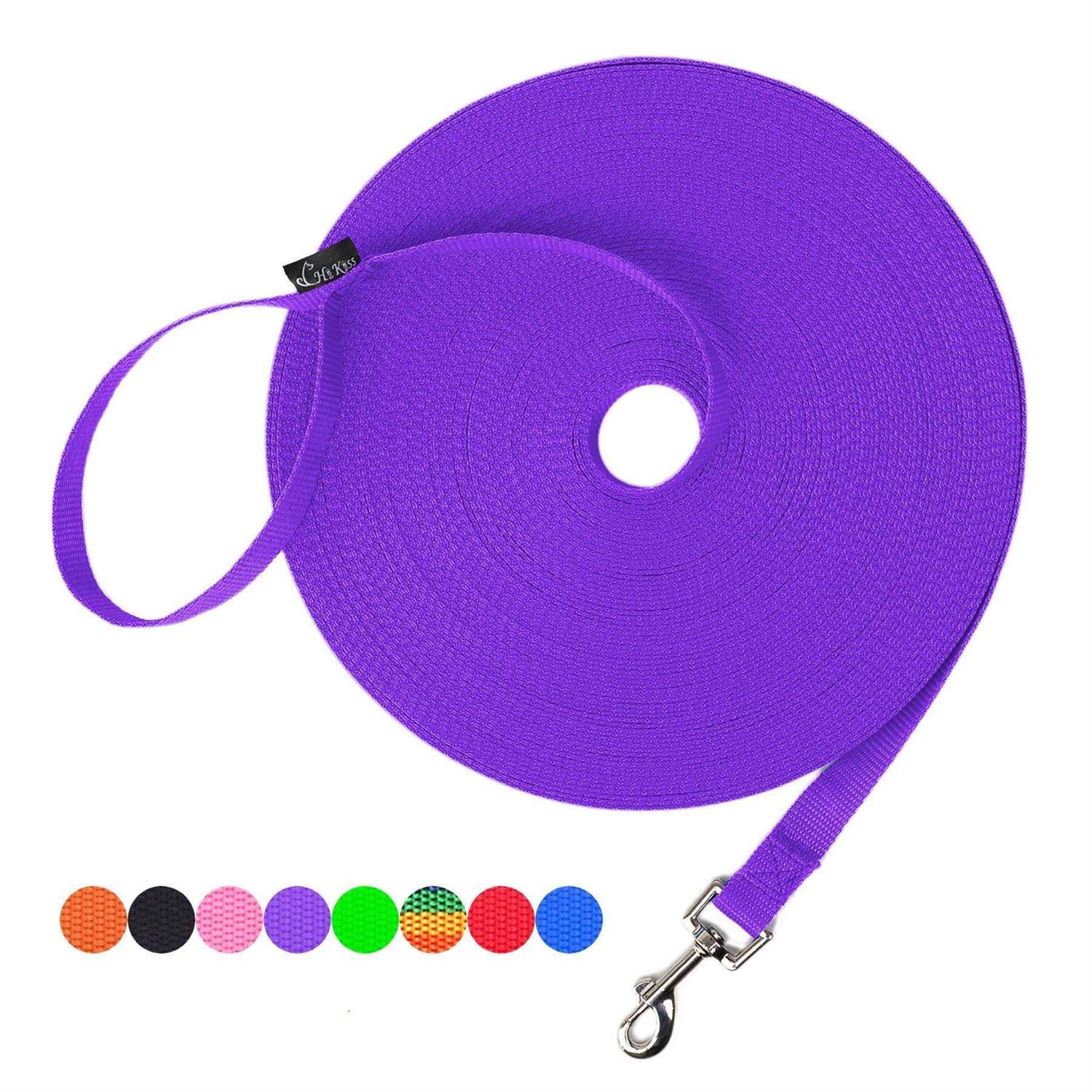 Hi Kiss Dog/Puppy Obedience Recall Training Agility Lead 15ft 20ft 30ft 50ft 100ft Leash Training