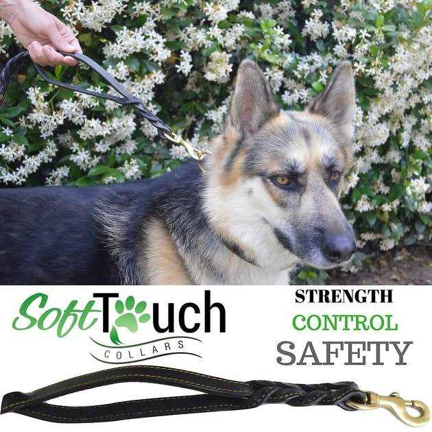 Alternative view of Soft Touch Collars 6 Foot Braided Leather Dog Leash with Traffic Handle, Two Handles for Training and Safety