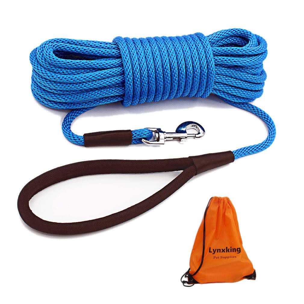 lynxking Check Cord Dog Leash Long Lead Training Tracking Line Comfortable Handle Heavy Duty Puppy Rope 10ft 15ft 30ft 50ft for Small Medium Large