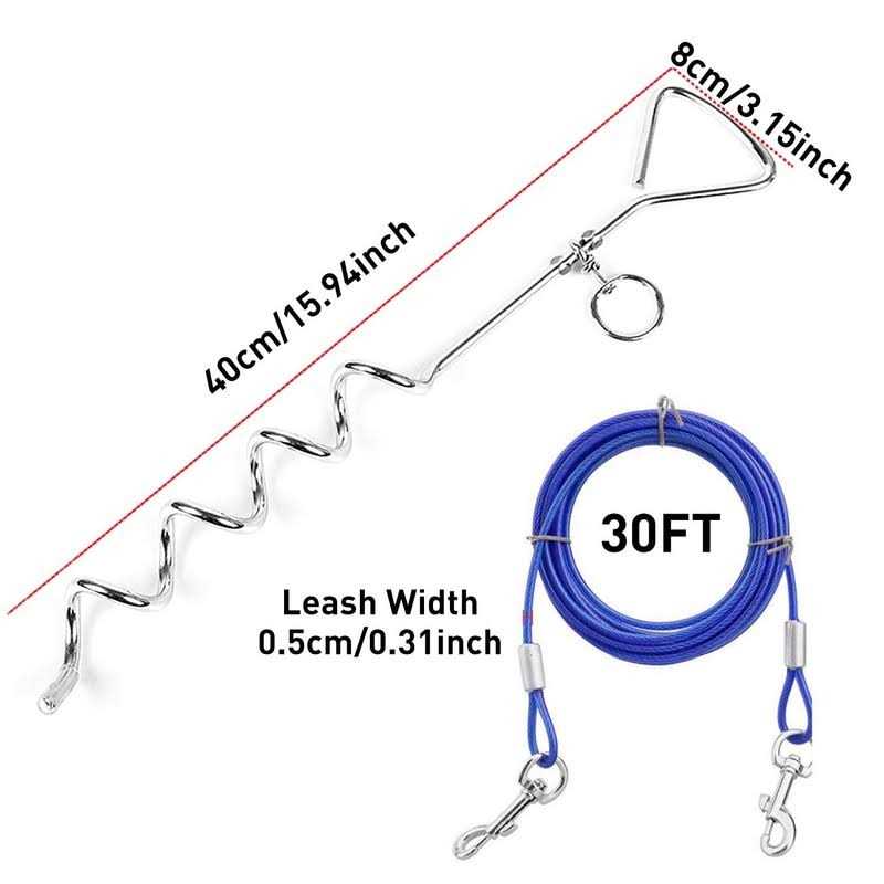 Alternative view of DILOOG Dog Tie Out Cable and Anti Rust Spiral Stake , 30ft Outside Leash&Chain for Camping and Yard
