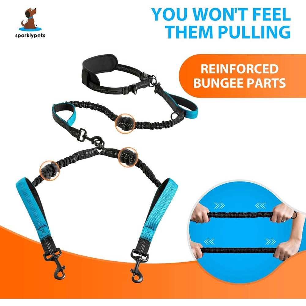 Alternative view of SparklyPets Hands Free Double Dog Leash Dual Dog Leash for Medium and Large Dogs