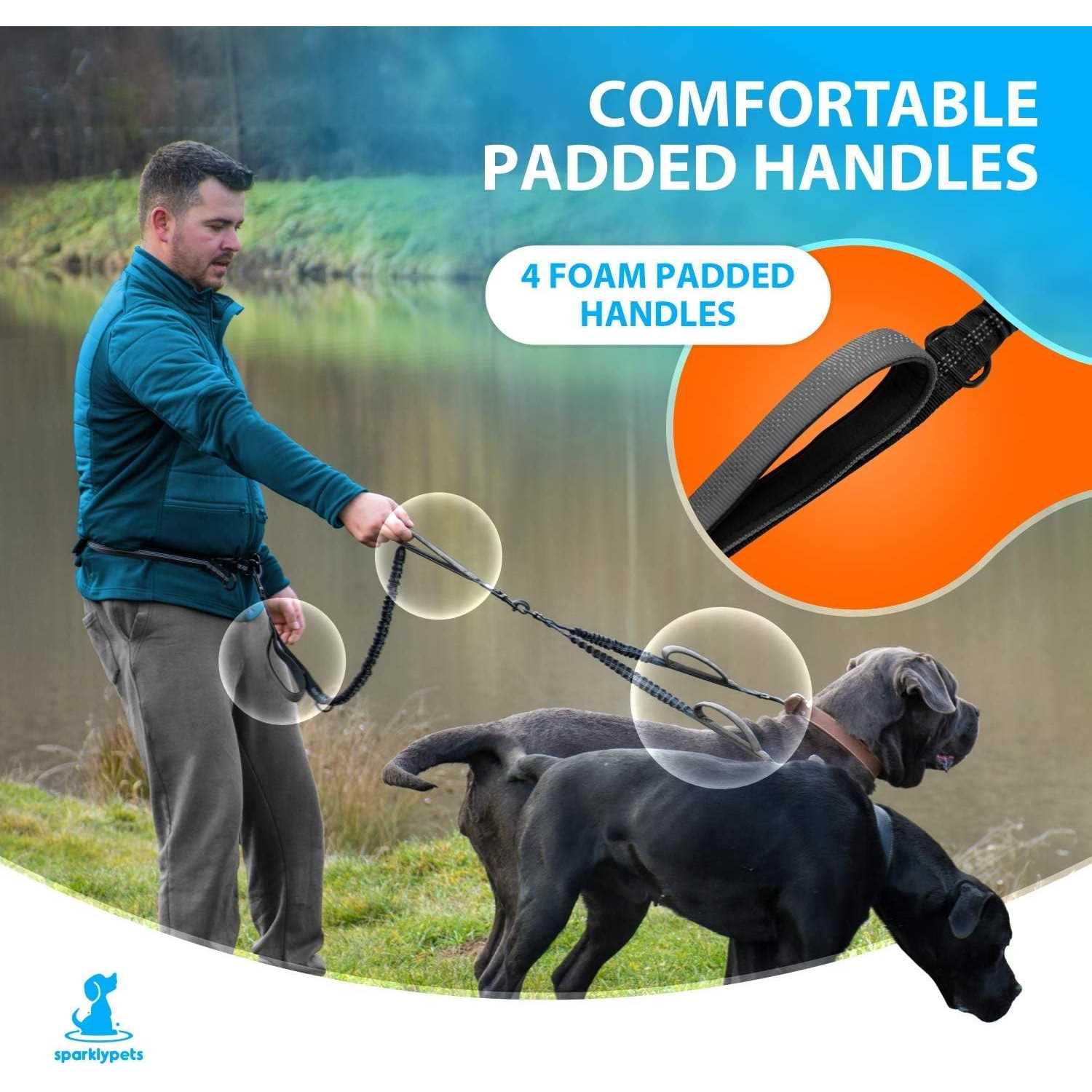 Alternative view of SparklyPets Hands Free Double Dog Leash Dual Dog Leash for Medium and Large Dogs