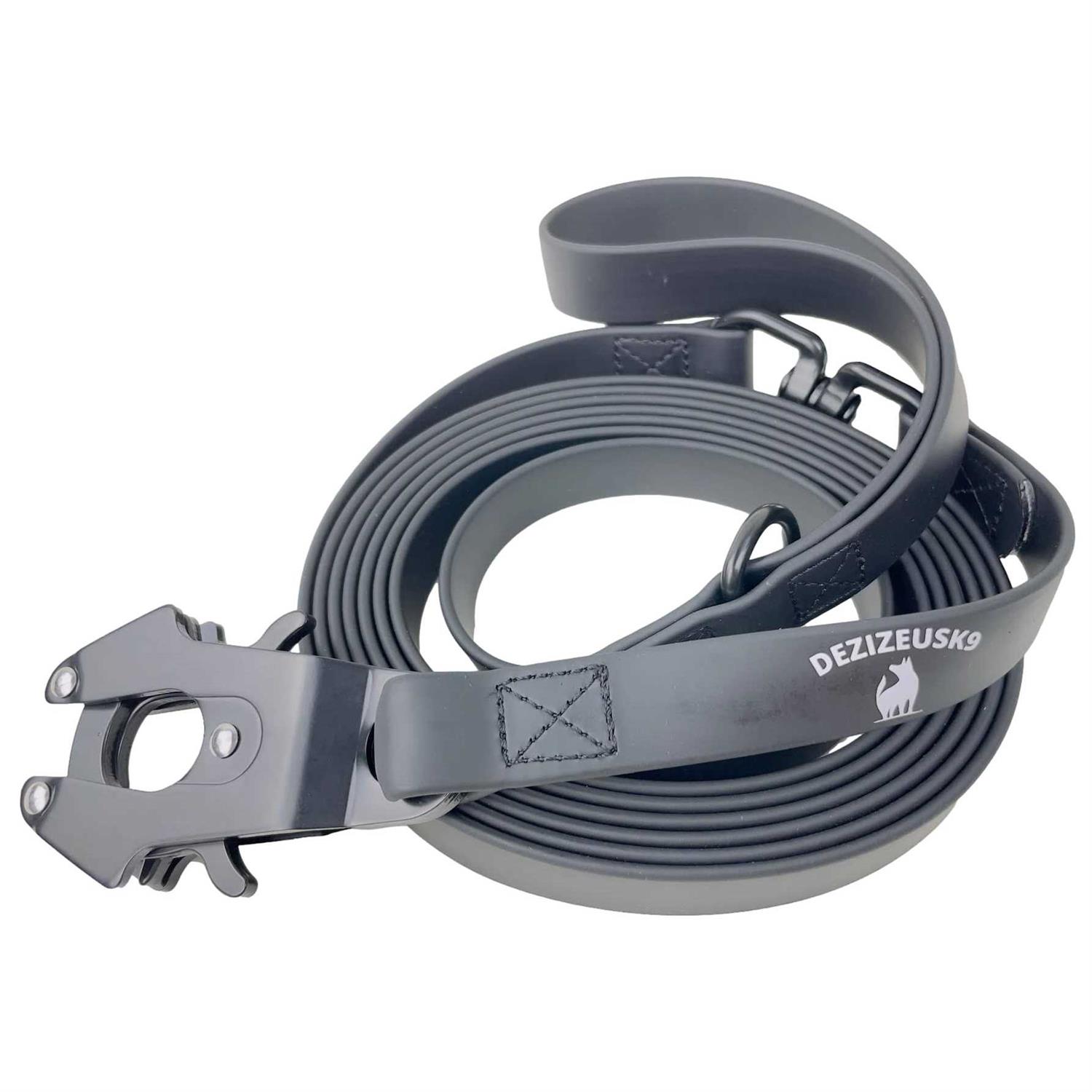 DEZIZEUSK9 Biothane Heavy Duty Dog Leash Tactical Dog Lead Quick Release Locking cable carabiner clasp