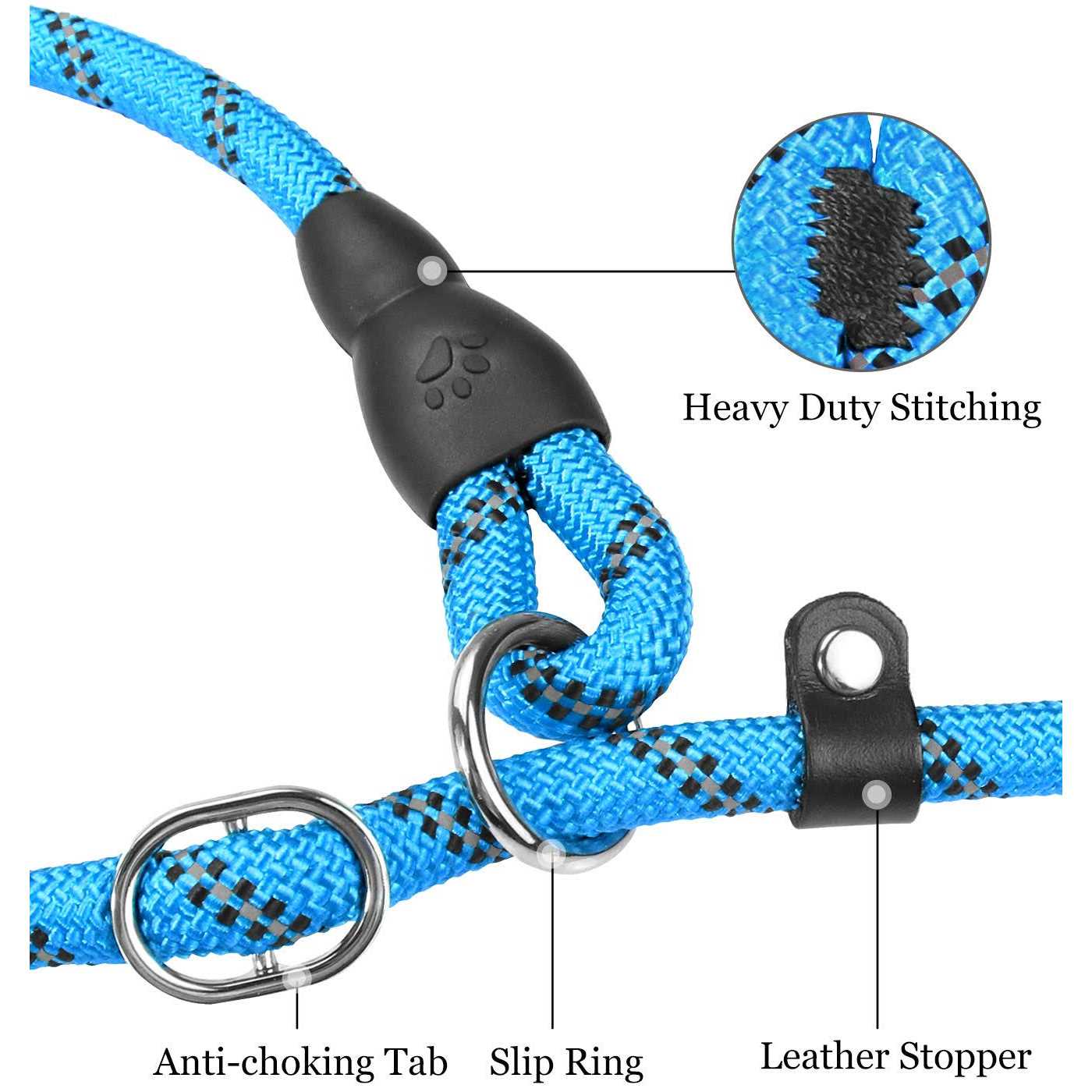 Alternative view of TagME 6 FT Slip Lead Dog Leash,12 colors,Reflective Strong Rope Slip Leash with Padded Handle,Durable No Pulling Pet Training Leash Dogs