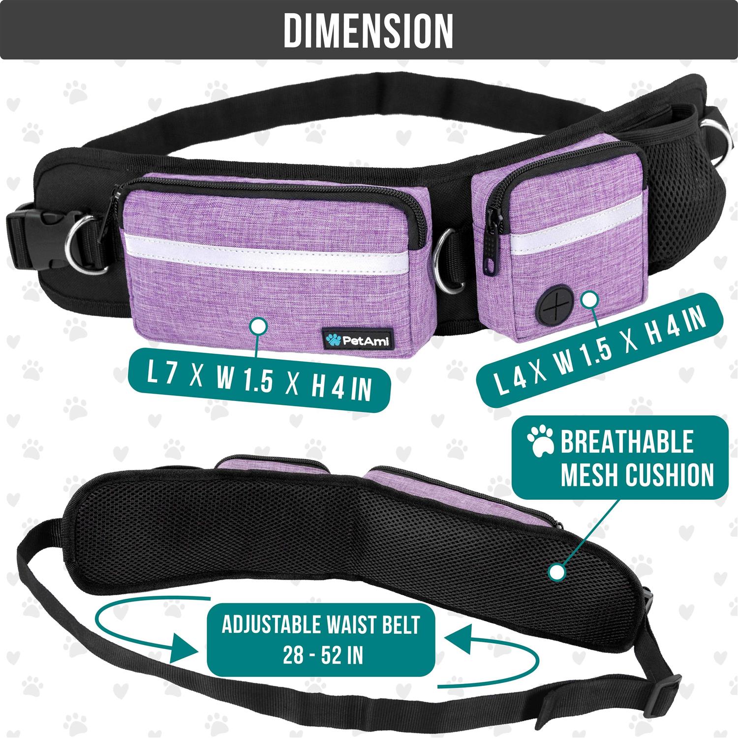 Alternative view of PetAmi Hands Free Dog Leash Dog Running Leash Belt Bag for Walking