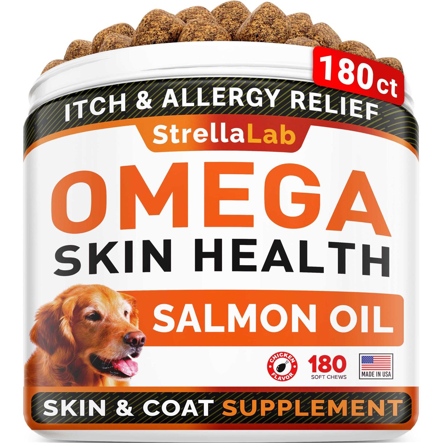 StrellaLab Fish Oil Omega 3 Treats for Dogs