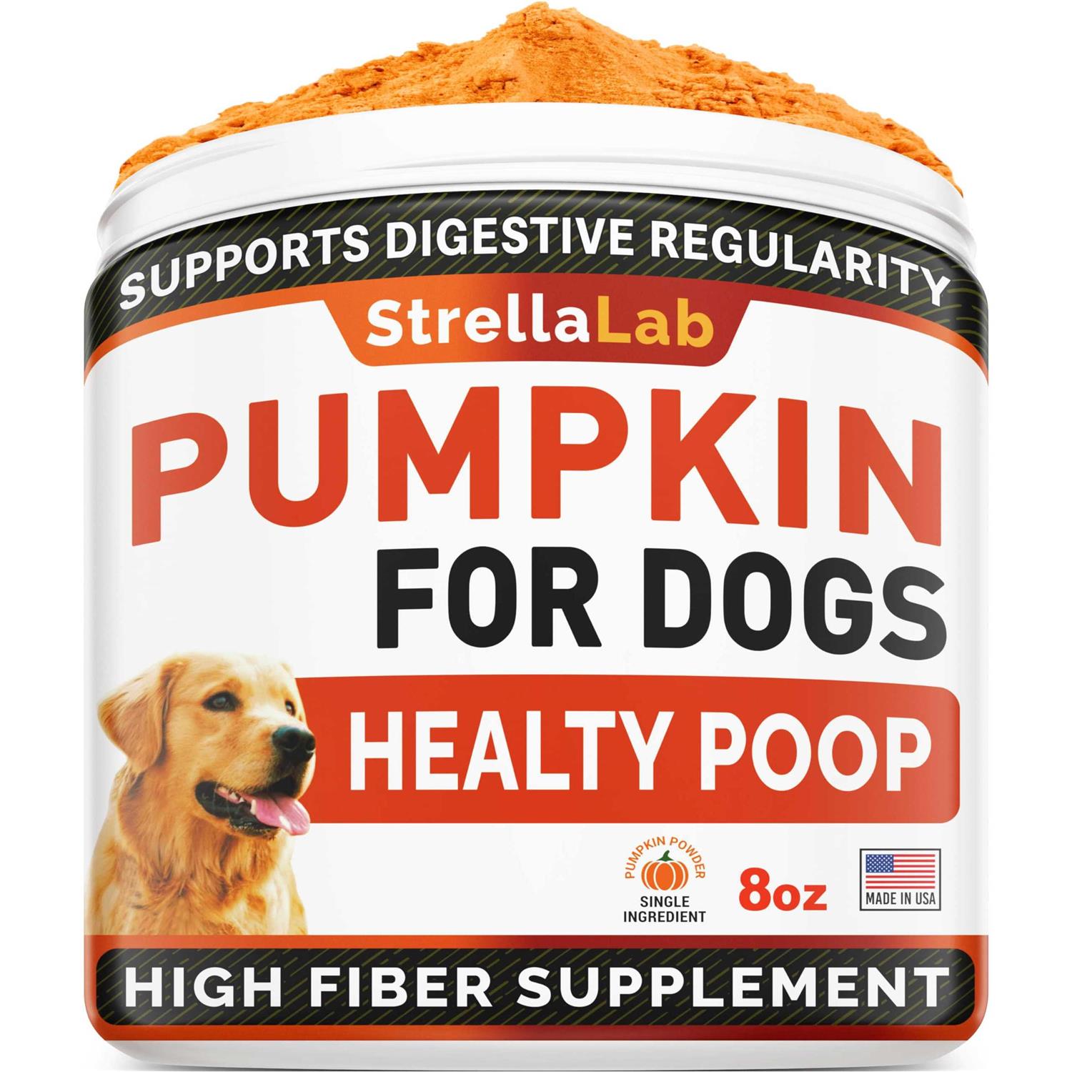 StrellaLab Pumpkin High Fiber Stool Consistency Powder Digestive Supplement for Dogs