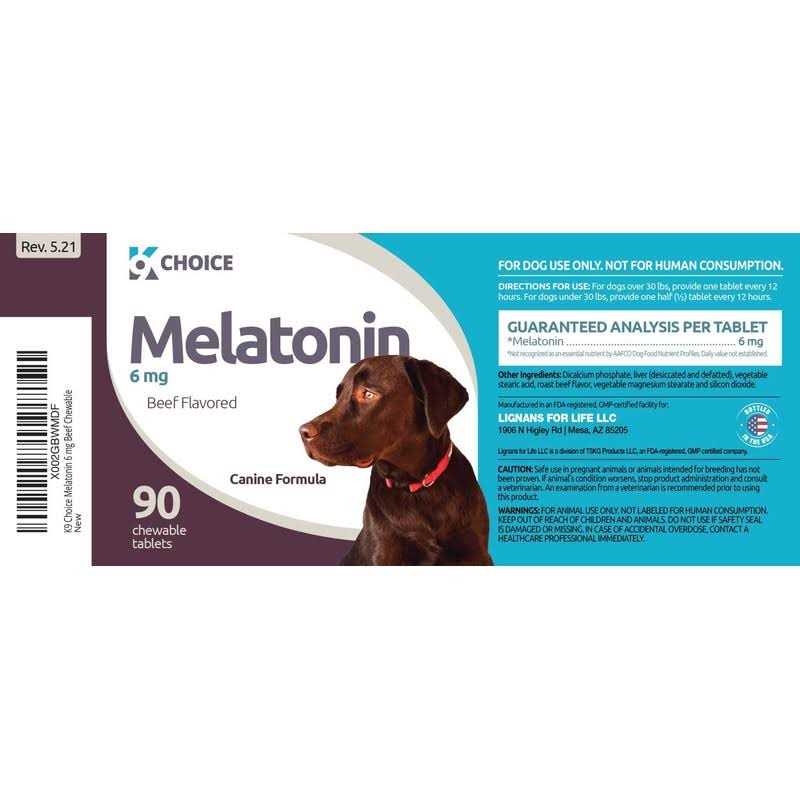Alternative view of K9 Choice Melatonin for Dogs 6mg 90 Beef Flavored Chewable Tablets for Small to Large Dogs