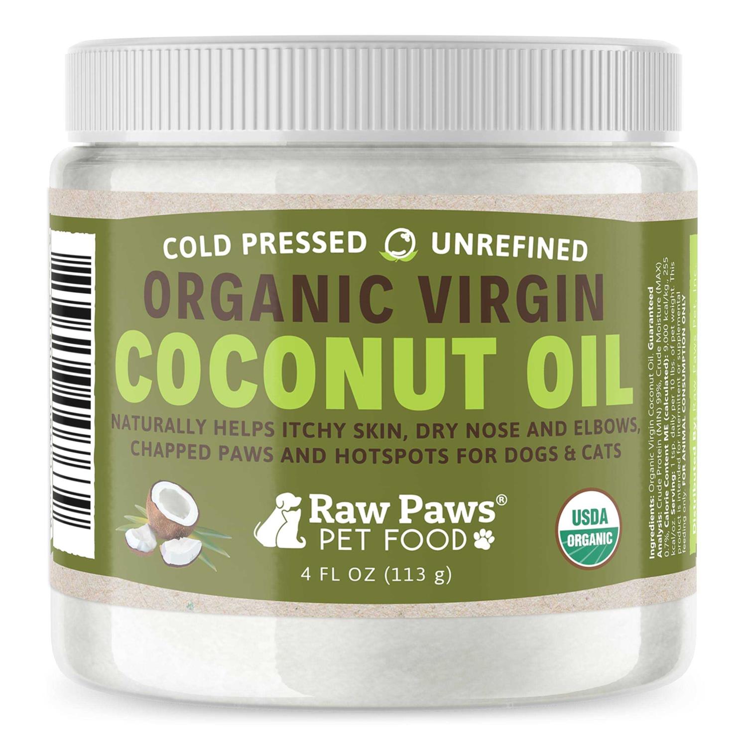 Raw Paws Organic Coconut Oil for Dogs & Cats Treatment for Itchy Skin