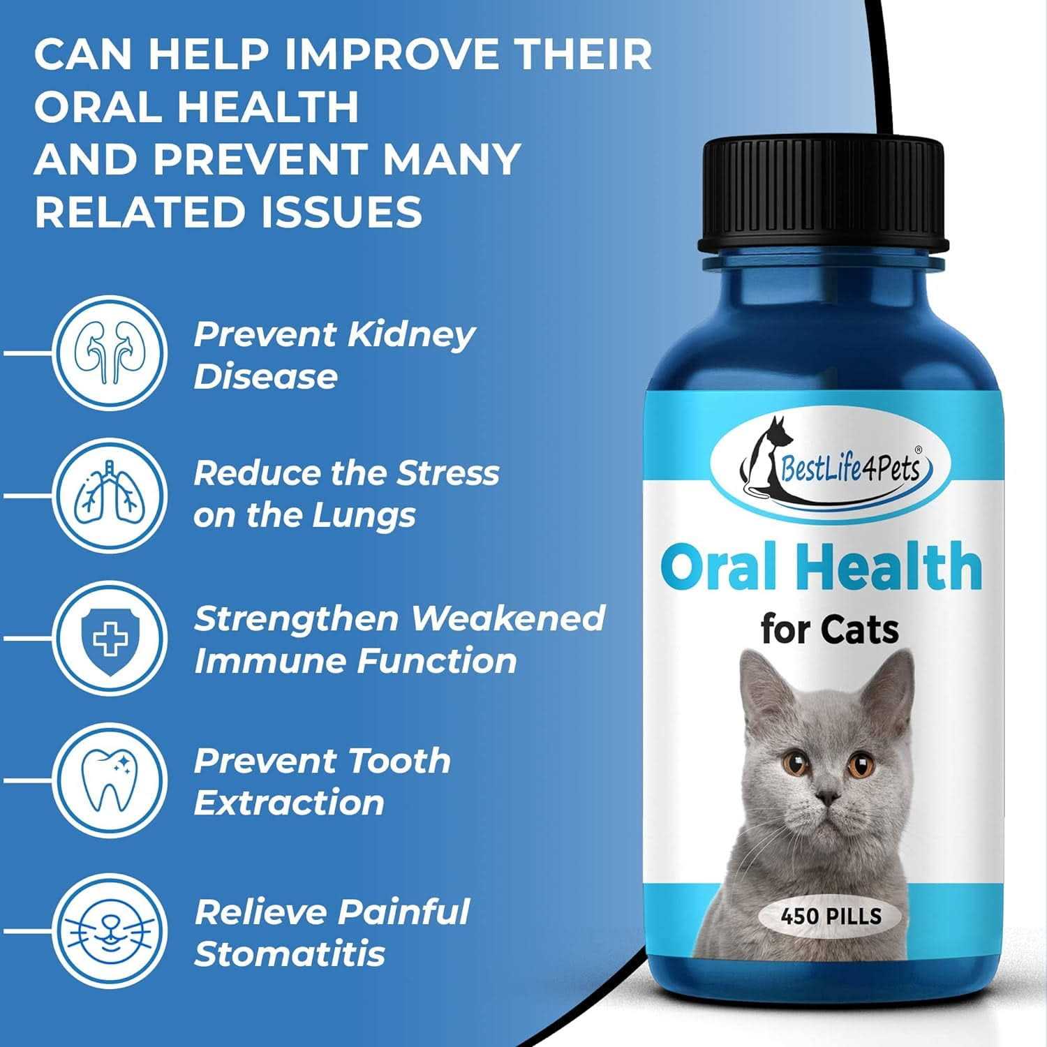 Alternative view of BestLife4Pets Oral Health for Cats Cat Dental Care Supplement Anti inflammatory Pain Relief for Stomatitis Gingivitis and Gum Disease Cat Supplies
