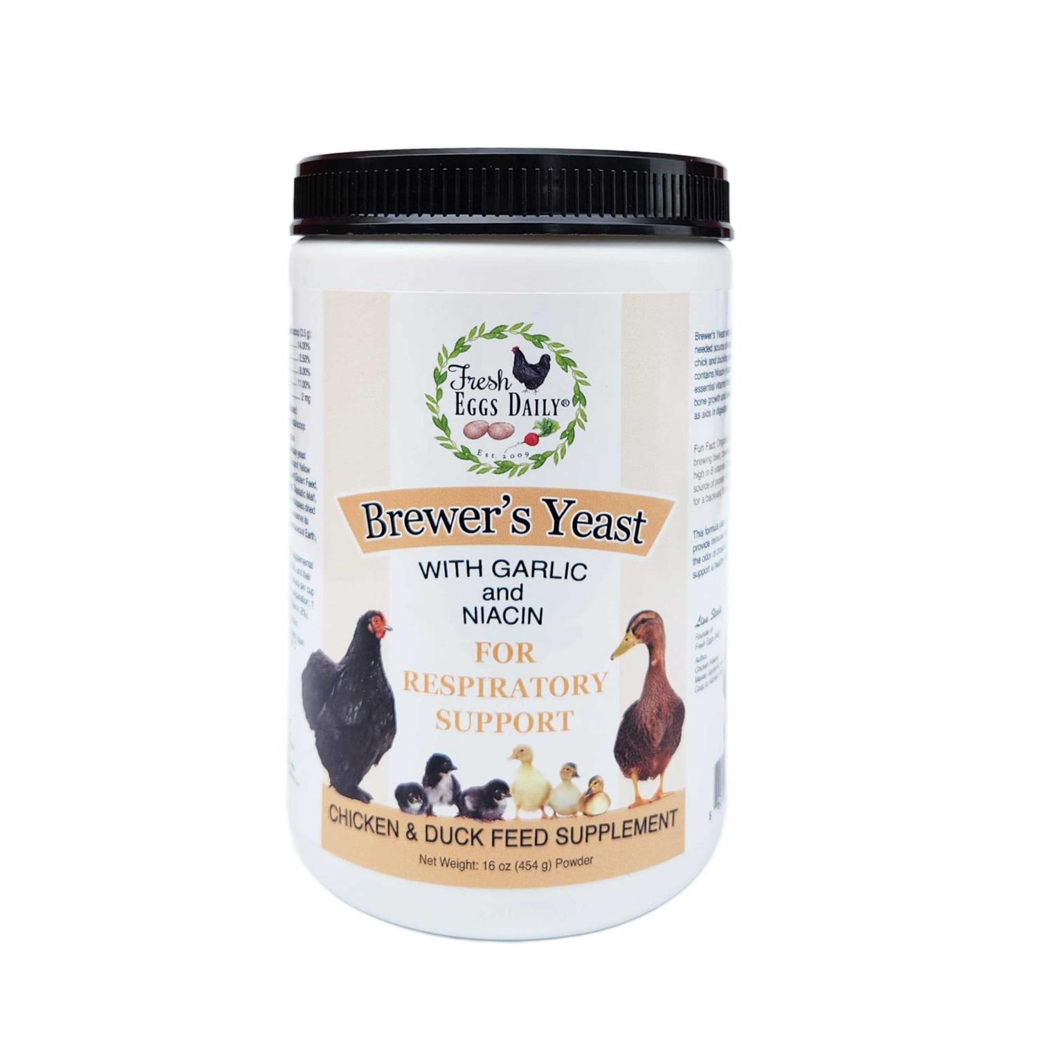 Fresh Eggs Daily Brewers Yeast with Garlic Powder and Niacin for Ducks Feed Supplement Vitamins for Backyard Chickens 1LB