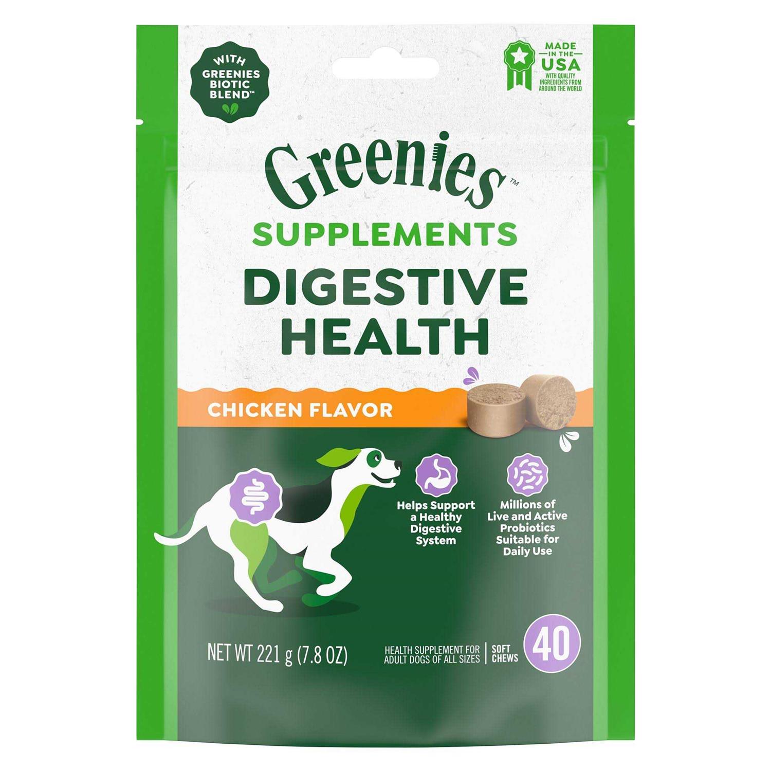 Greenies Supplements Digestive Health Probiotics for Dogs Chicken Flavor