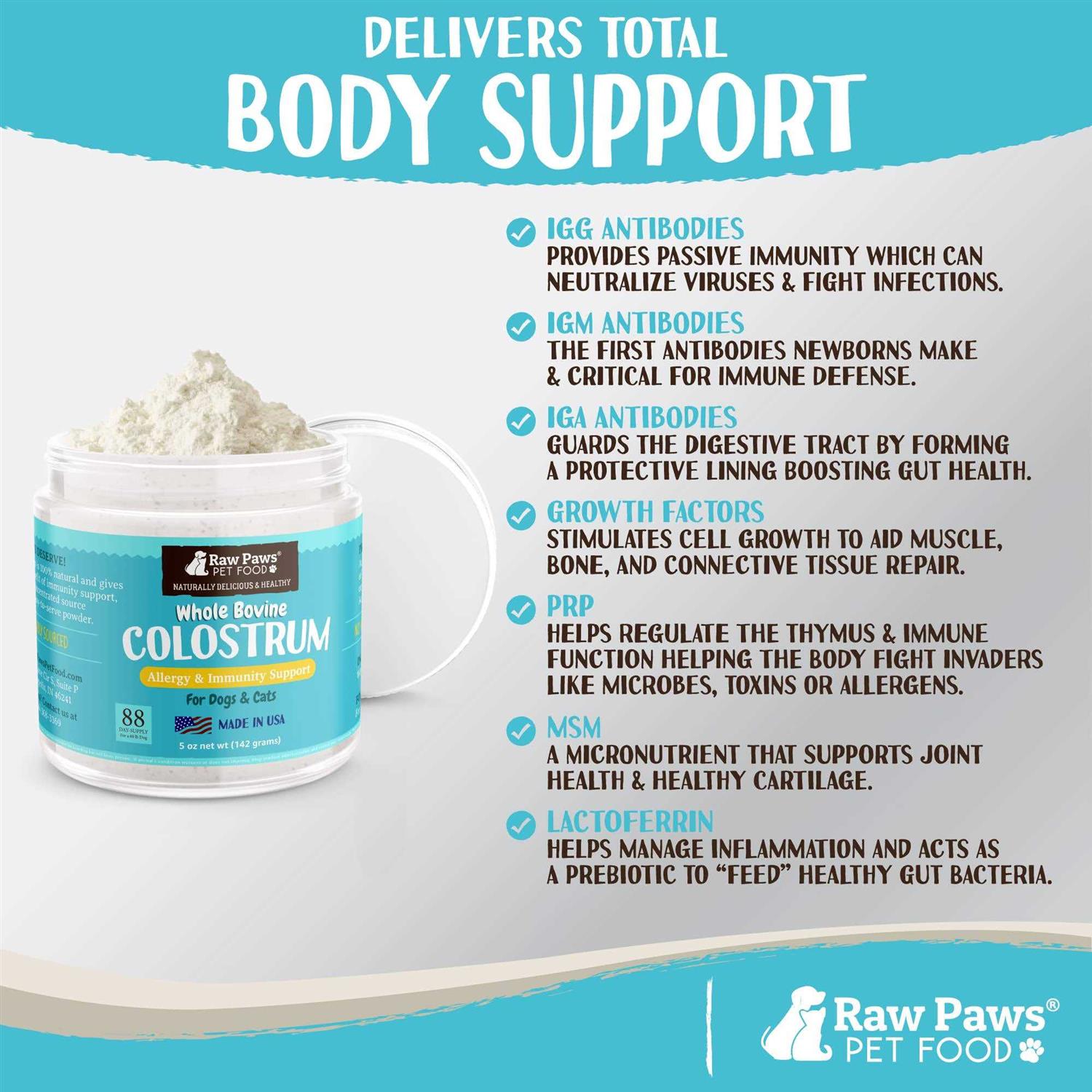 Alternative view of Raw Paws Pet Bovine Colostrum for Dogs Allergies & Immune Support 5-oz