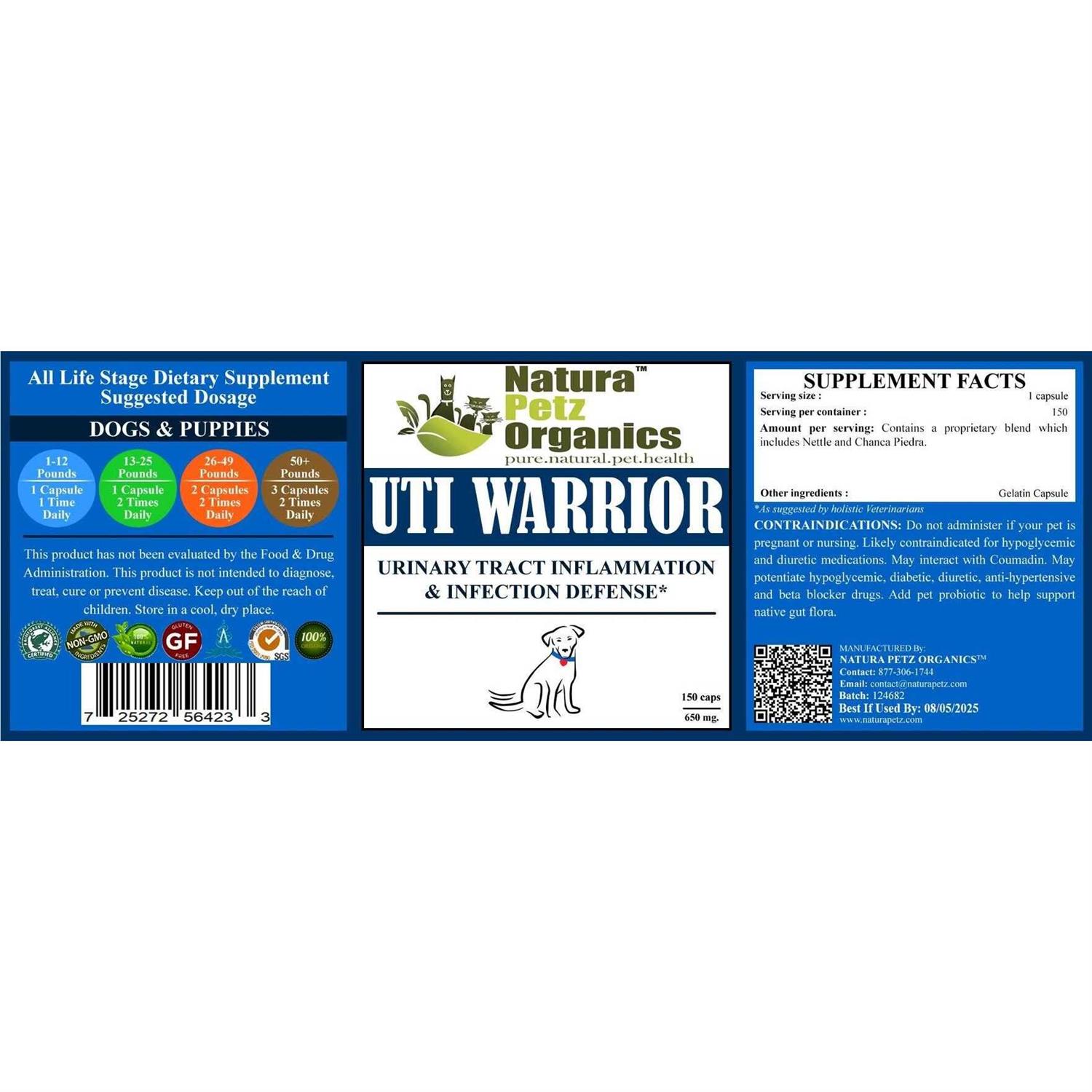 Alternative view of Natura Petz Organics UTI WARRIOR MAX* Urinary Tract Inflammation & Infection Support* Dogs Cats