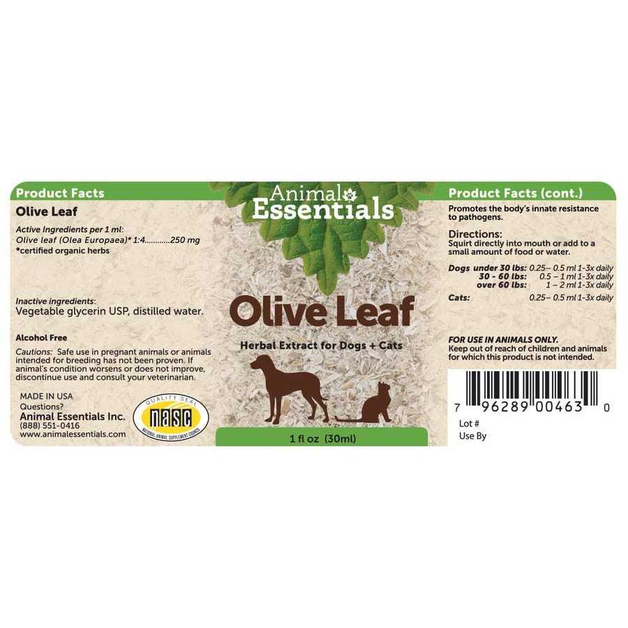 Alternative view of Animal Essentials Olive Leaf Herbal Extract Bottle