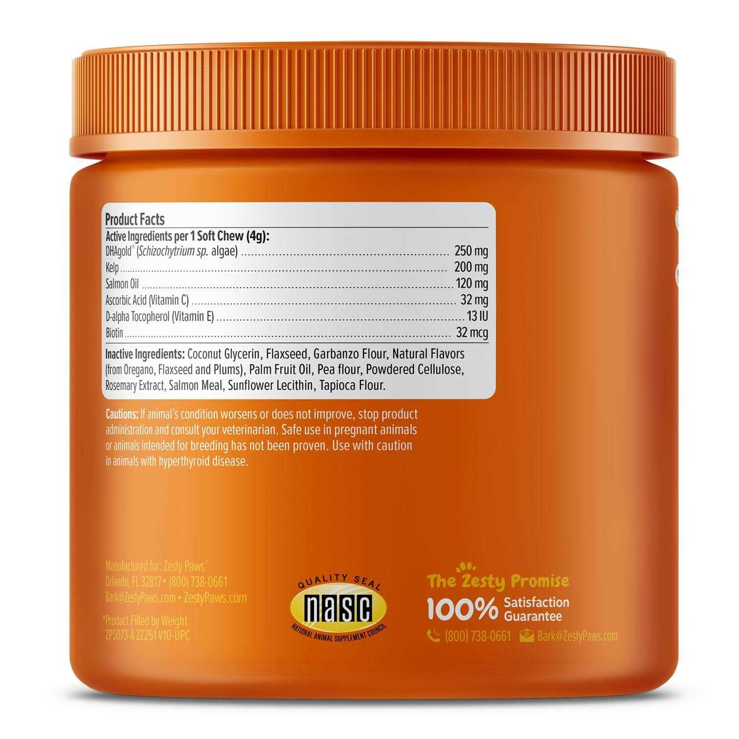 Zesty Paws Salmon Bites for Dogs Skin & Coat