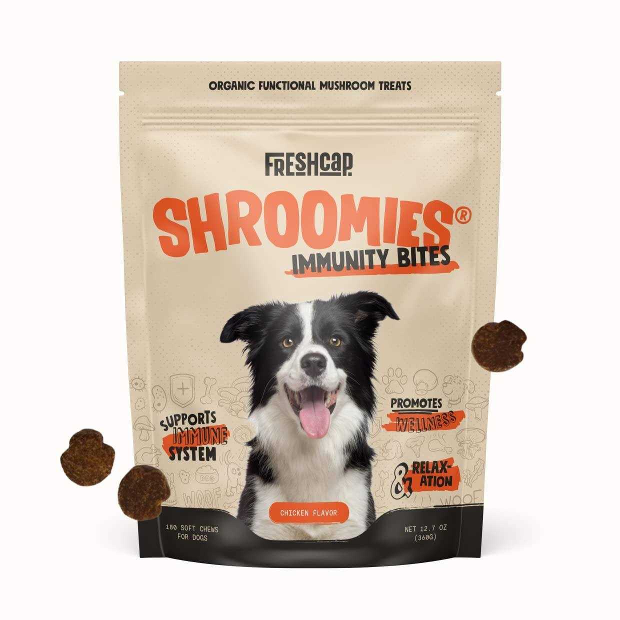 FreshCap Mushrooms Shroomies Organic Mushroom Complex for Dogs Turkey Tail, Lions Mane