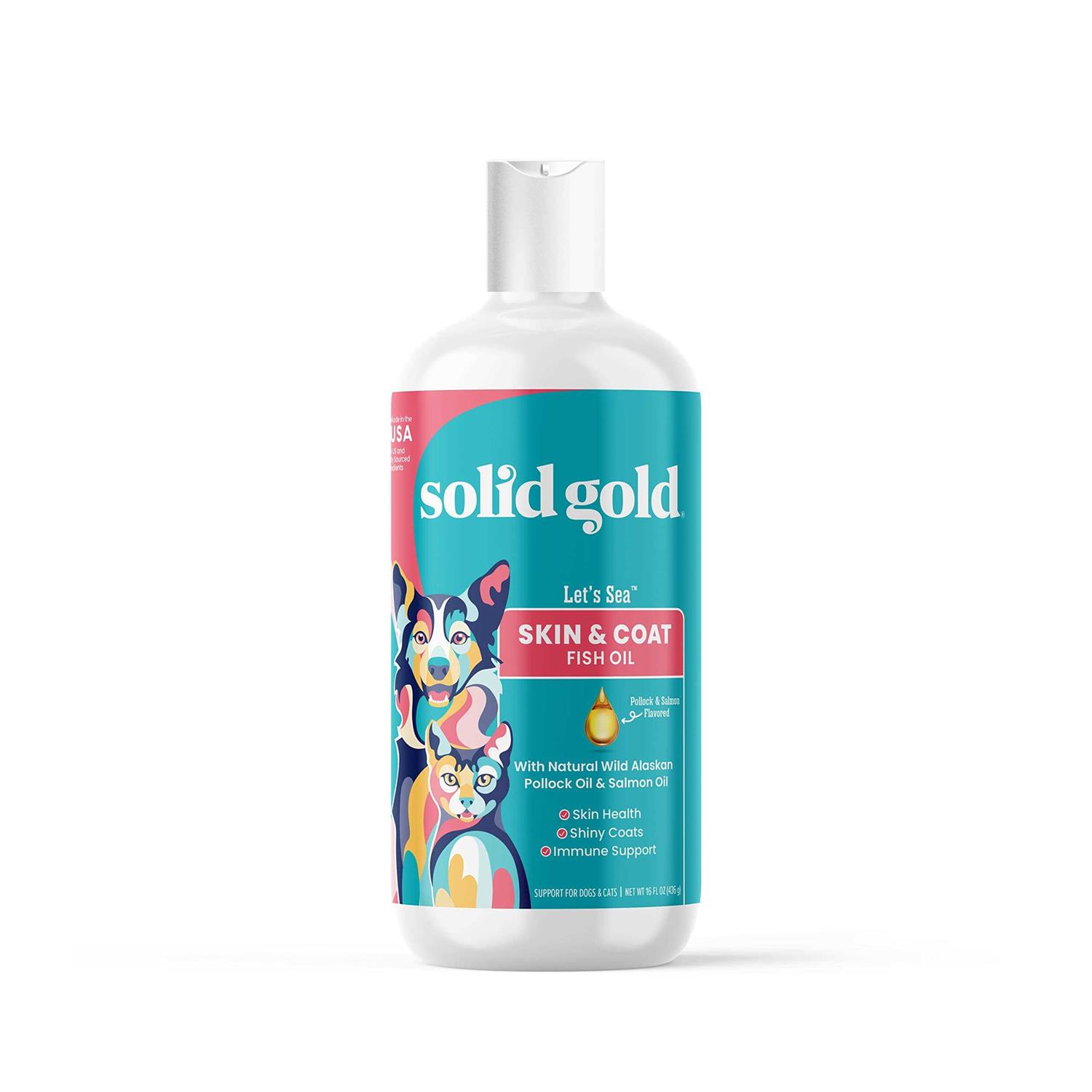 Solid Gold Fish Oil for Dogs & Cats Wild Alaskan Salmon Oil for Dogs Skin and Coat Support