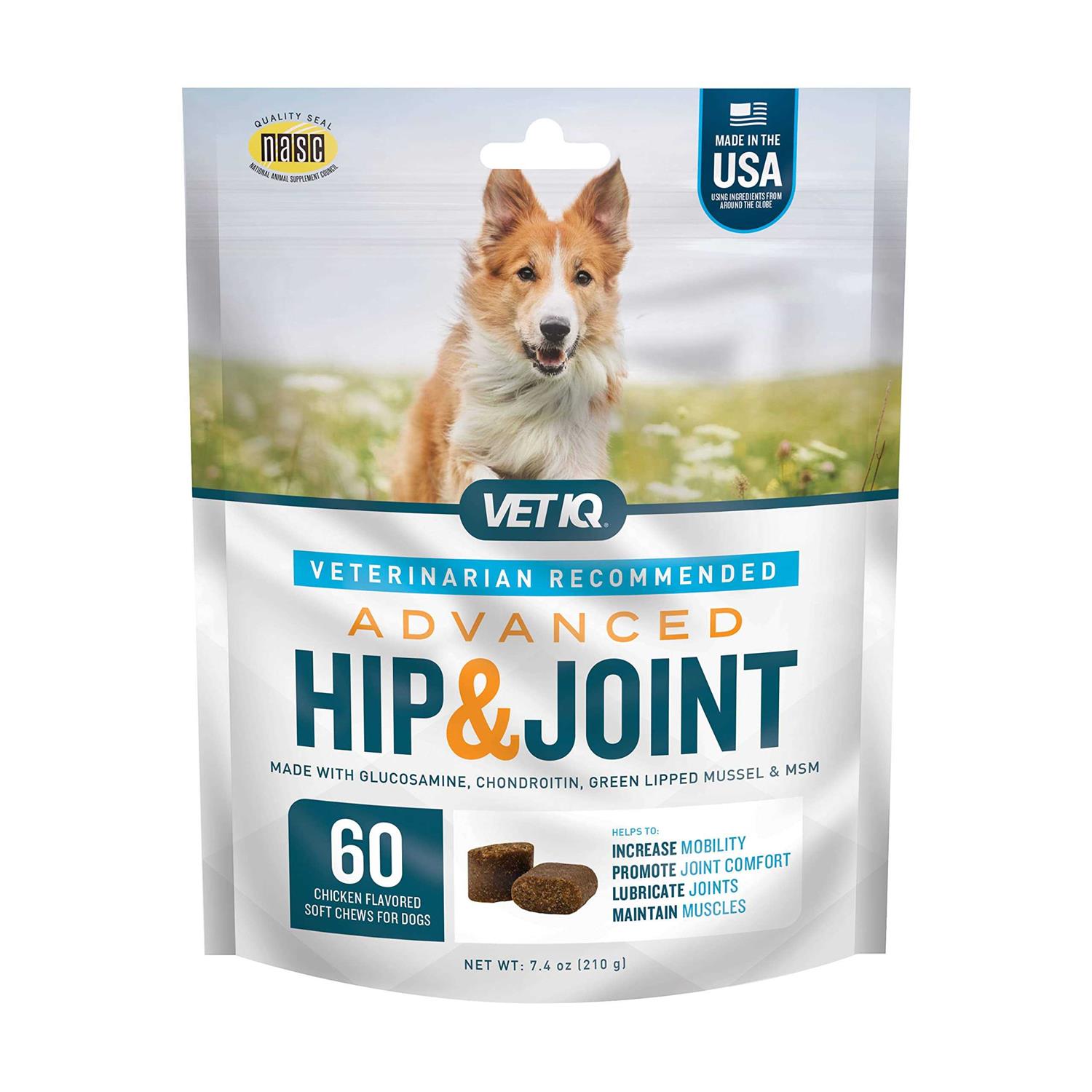 VetIQ Advanced Hip and Joint Supplement for Dogs Chicken Flavored Soft Chews