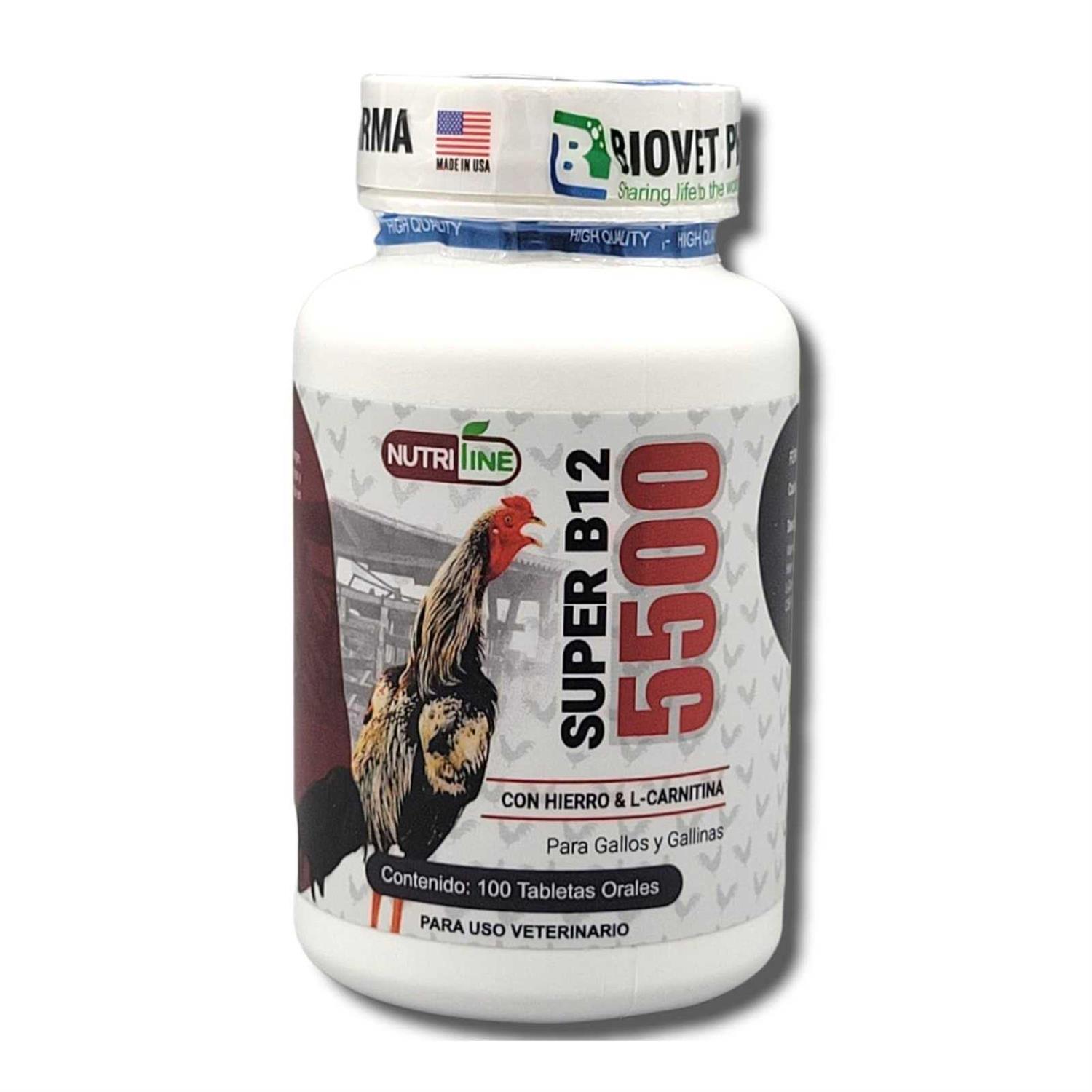 Super b12 5500 100 tab con Hierro,LUVAROBLLC L -Carnitina Vitamin for Rooster