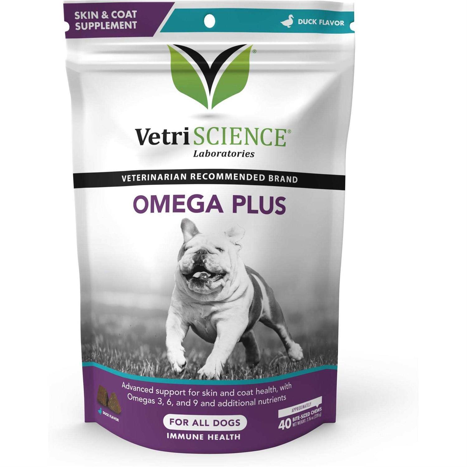 VetriScience Omega Plus Advanced Skin Duck Flavor Supplement for Dogs