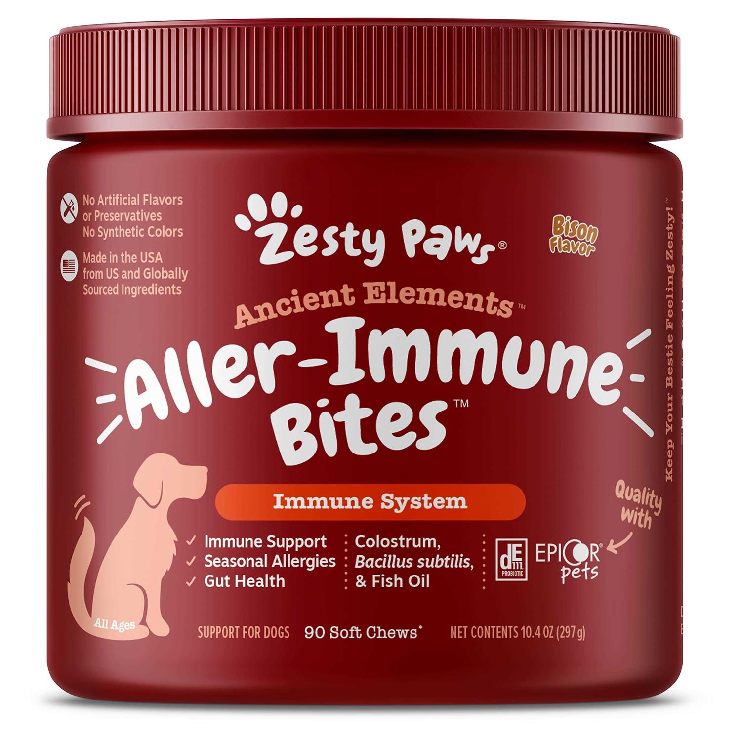 Zesty Paws Dog Allergy Relief Anti Itch Supplement Omega 3 Probiotics for Dogs