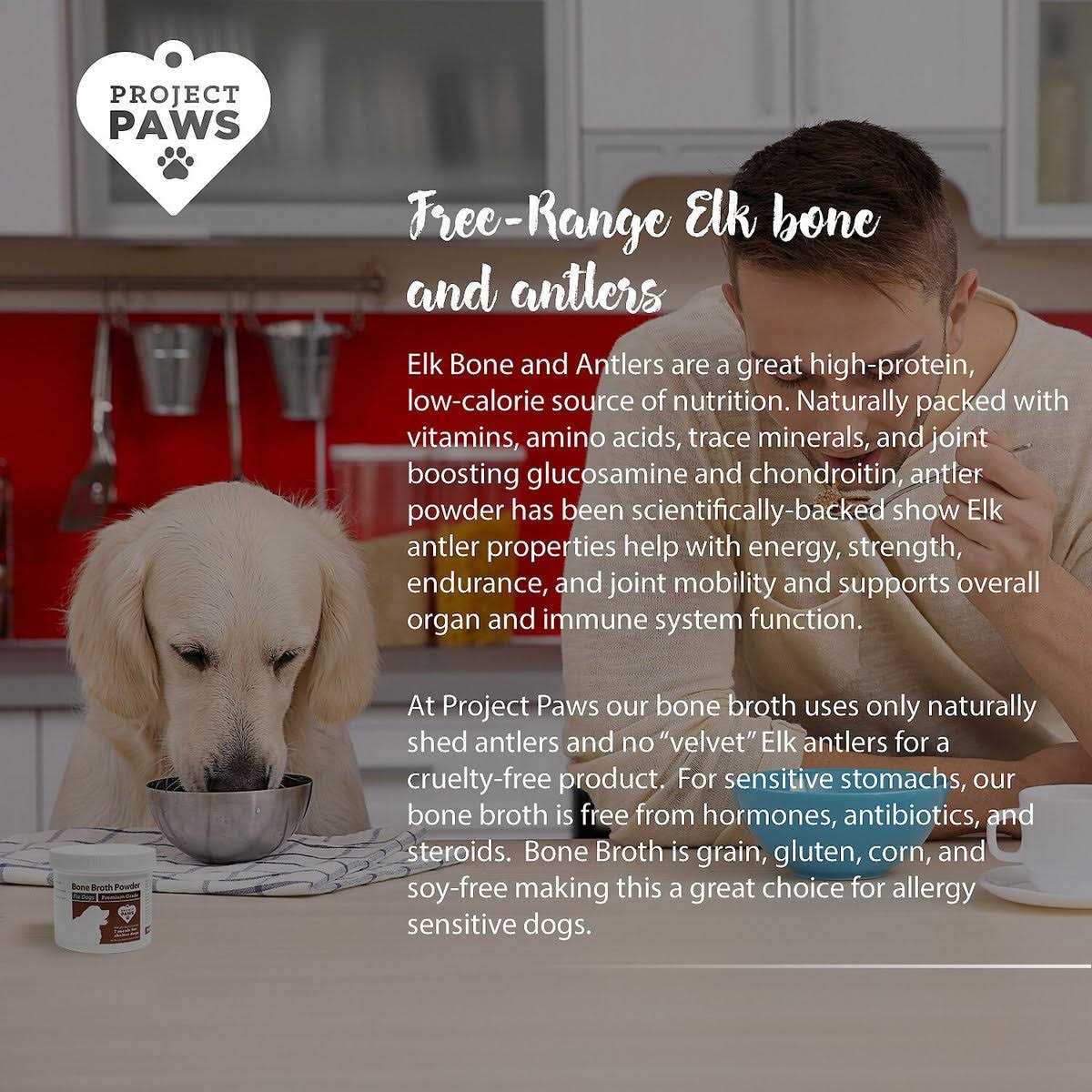 Alternative view of Project Paws Bone Broth for Dogs with Powdered Elk Antler and Bone Collagen and Mineral Rich Food Topper for Dogs