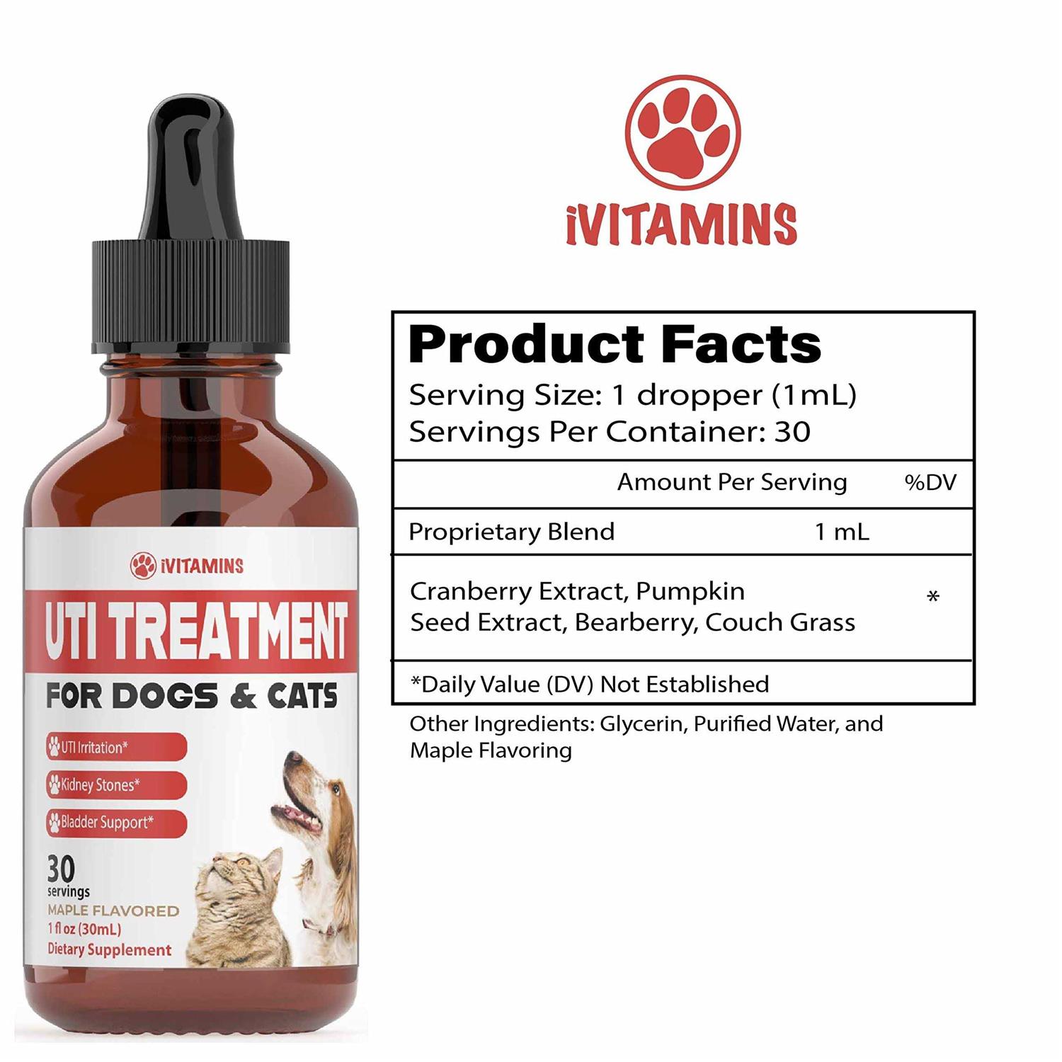 Alternative view of iVitamins Dog UTI Treatment Cat UTI Medicine Pumpkin for Dogs Cranberry Supplement for Dogs