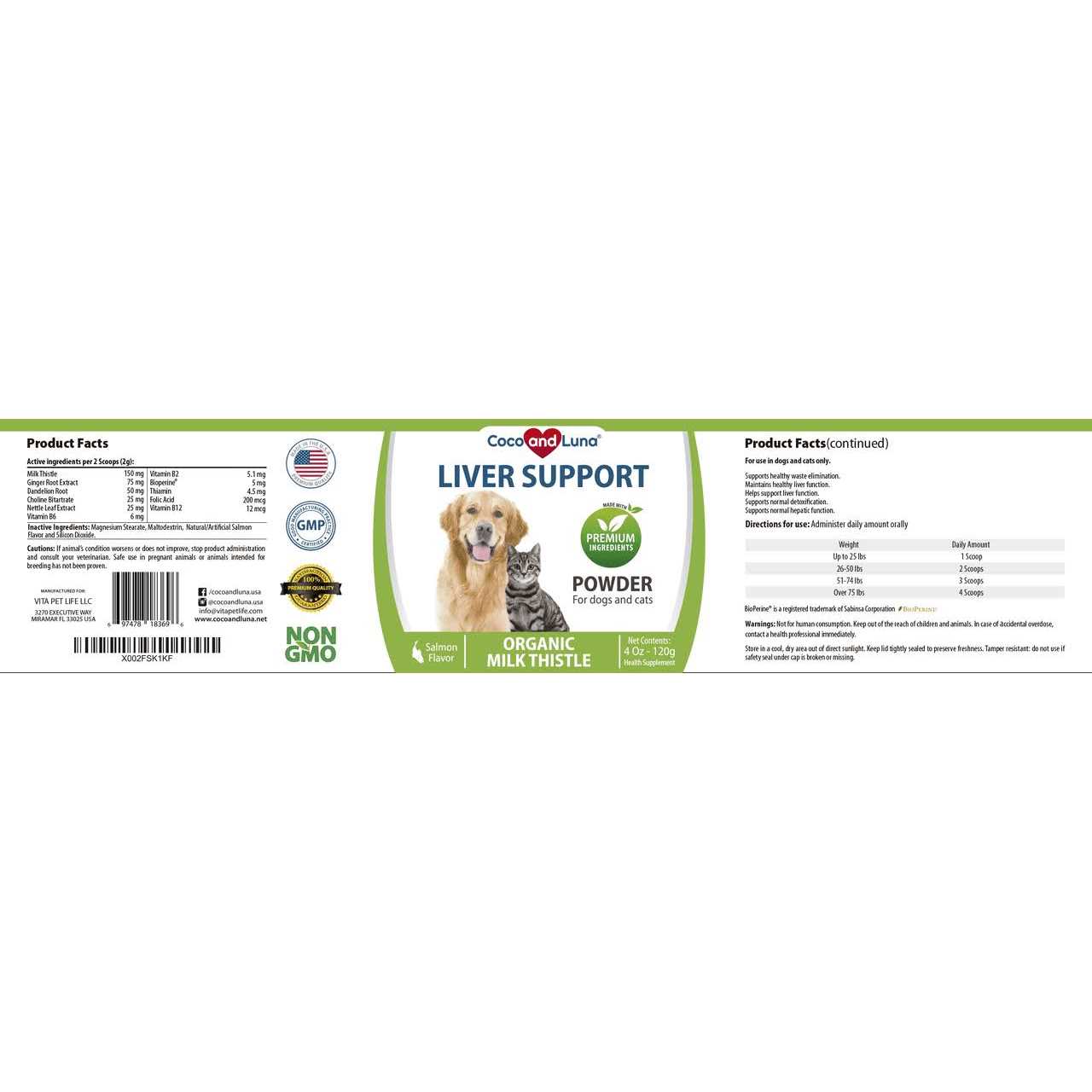 Alternative view of Coco and Luna Milk Thistle for Cats 4oz Powder Natural Liver Support for Cats