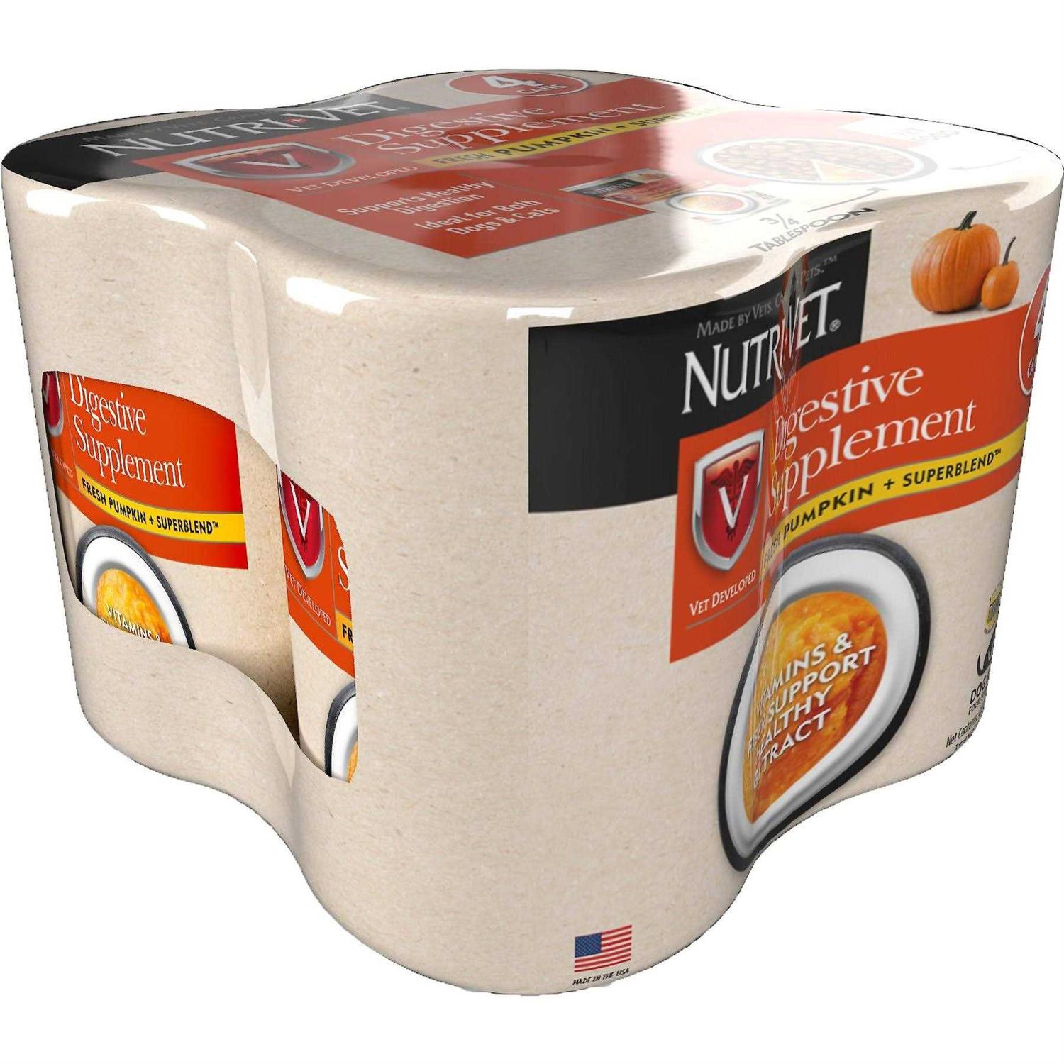 Nutri-Vet Fresh Pumpkin + SuperBlend Flavored Puree Digestive Supplement for Cats & Dogs
