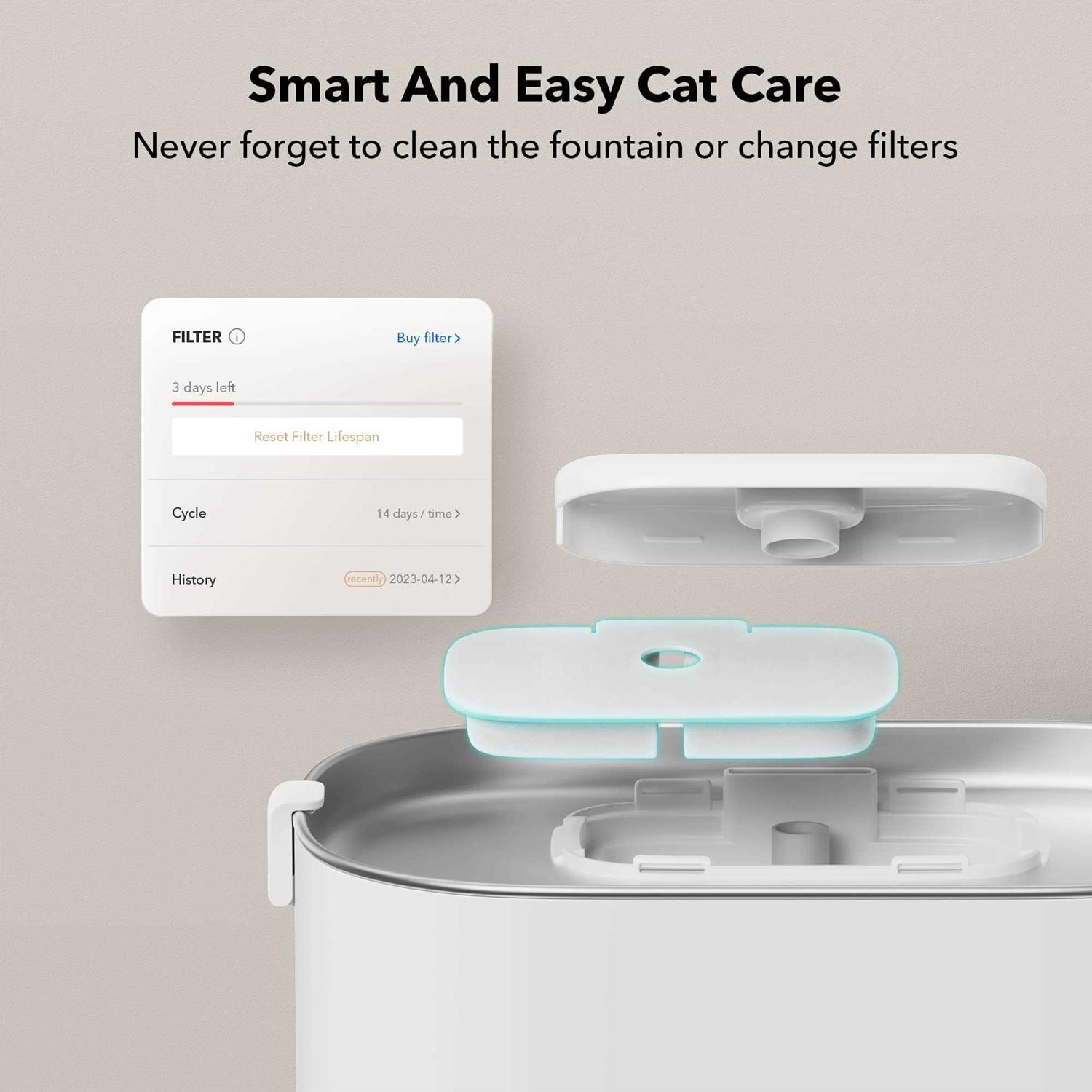 Alternative view of PETLIBRO App Monitoring Cat Water Fountain with Wireless Pump 2.5L/84oz Dockstream Pet Water Fountain for Cats Inside