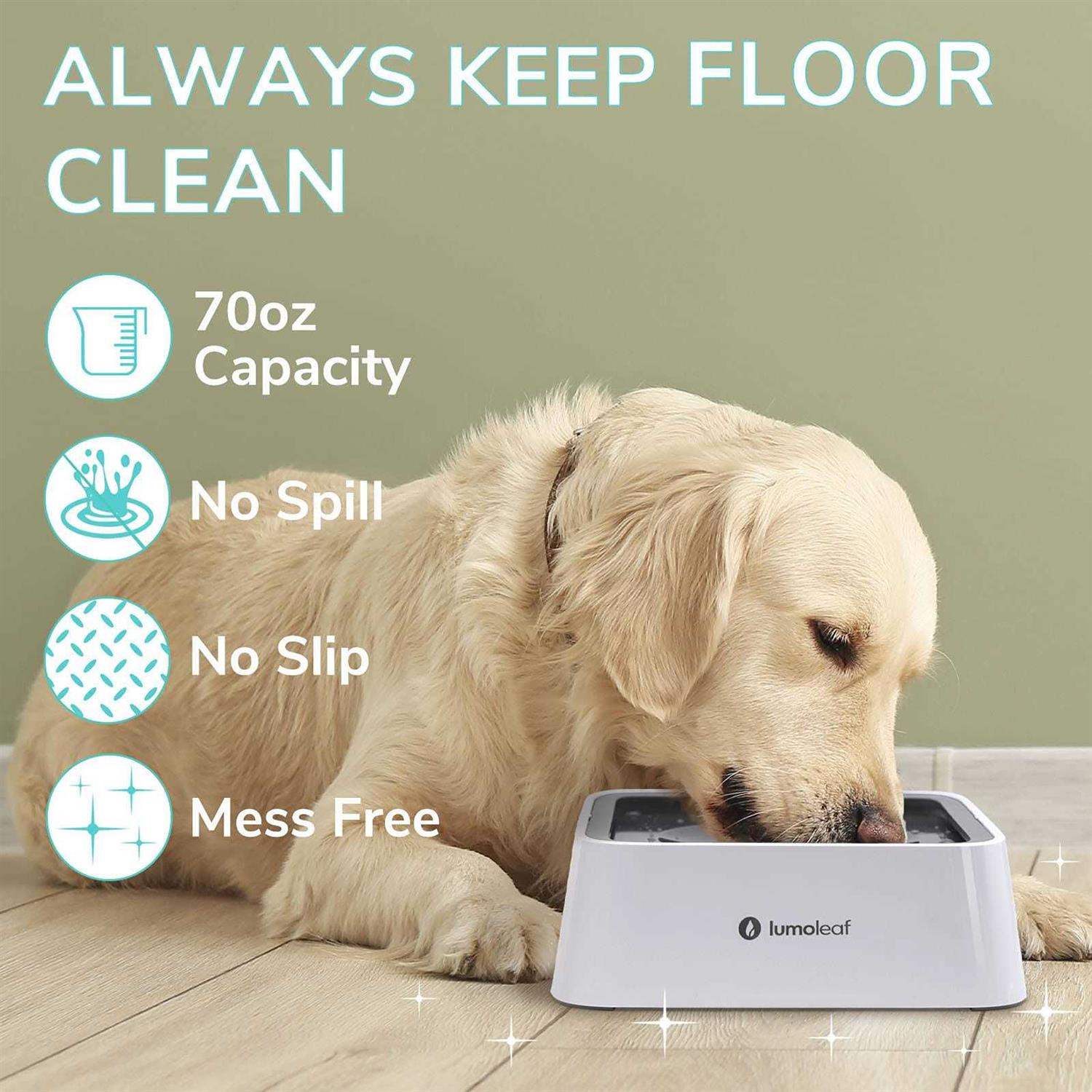 Alternative view of LumoLeaf Dog Water Bowl Pet Slow Water Feeder Bowl No Spill Dog Bowl