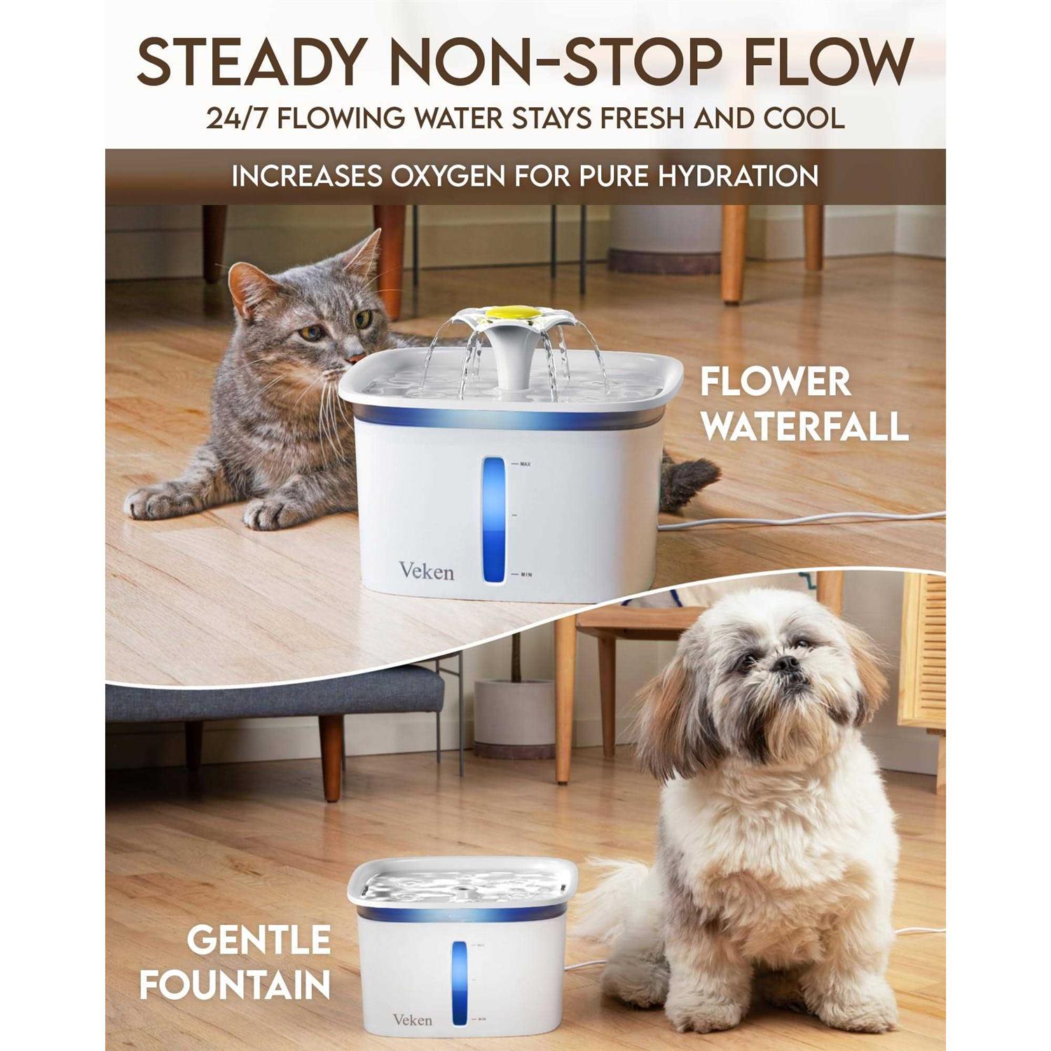 Alternative view of Veken 95oz/2.8L Pet Fountain Automatic Cat Water Fountain Dog Water Dispenser with Smart Pump for Cats