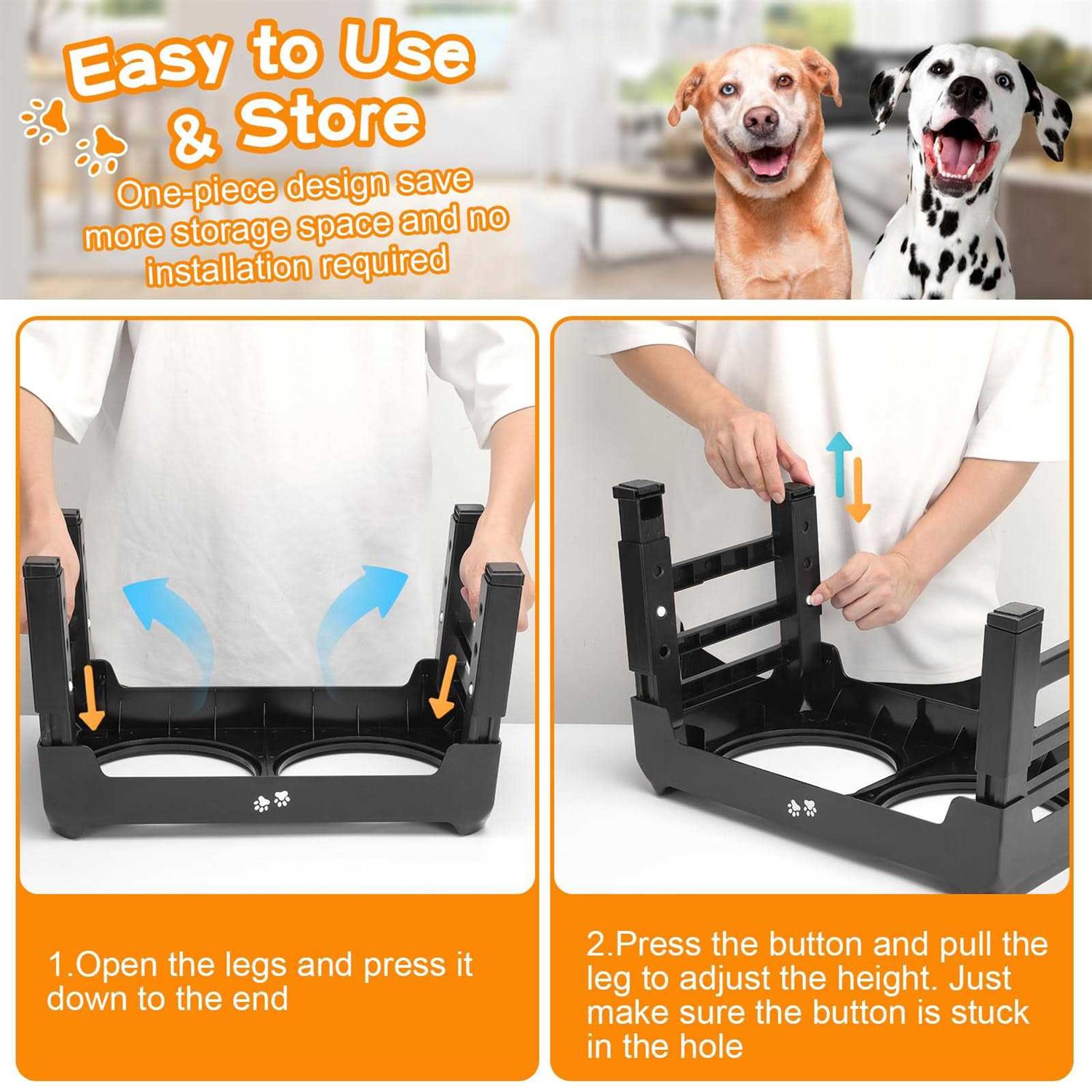 Alternative view of COMESOON Elevated Dog Bowls 4 Height Adjustable Raised Bowl Stand with 2 Thick 50oz Stainless Steel Food Feeder Bowls Non-Slip for Mediu