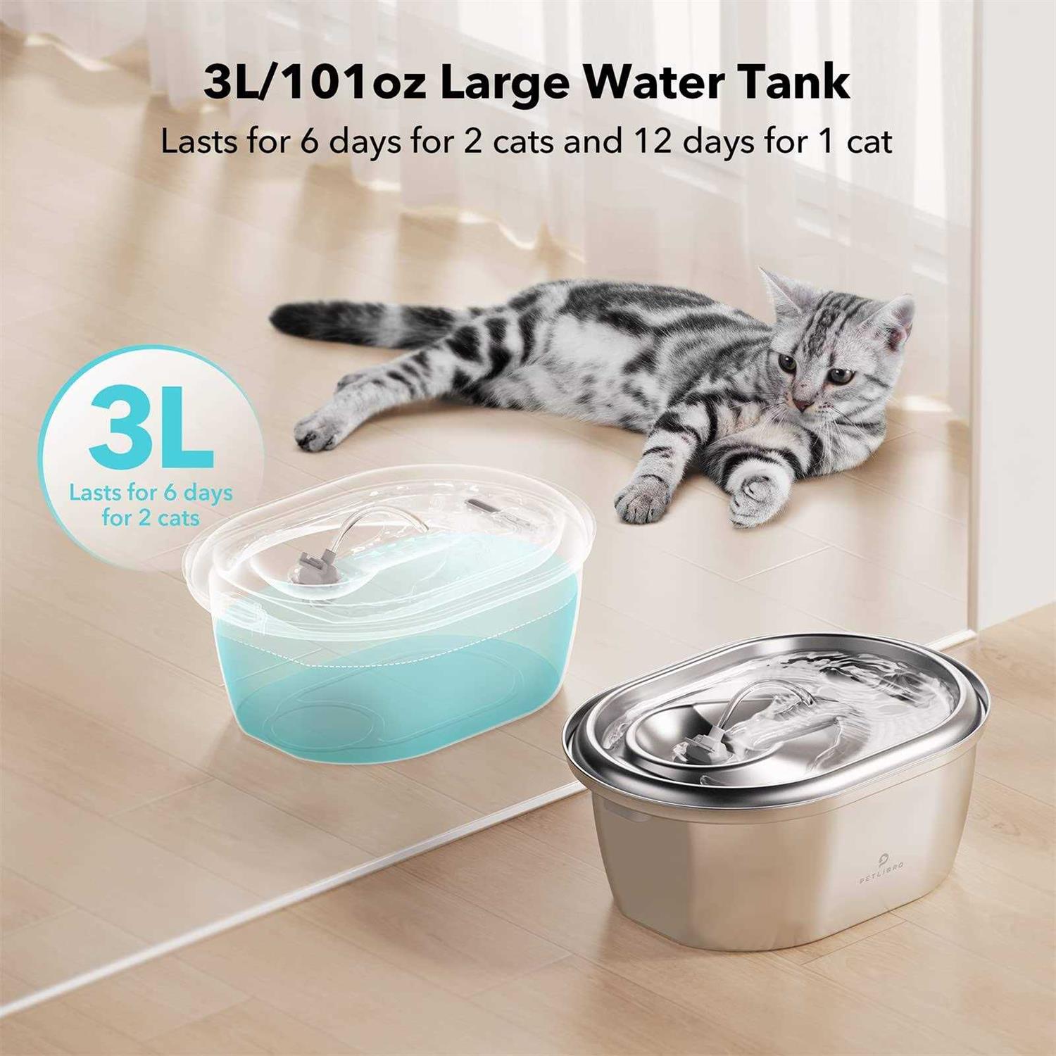 Alternative view of PETLIBRO Cat Water Fountain Stainless Steel 2L & 3L Pet Water Fountain for Cats Inside